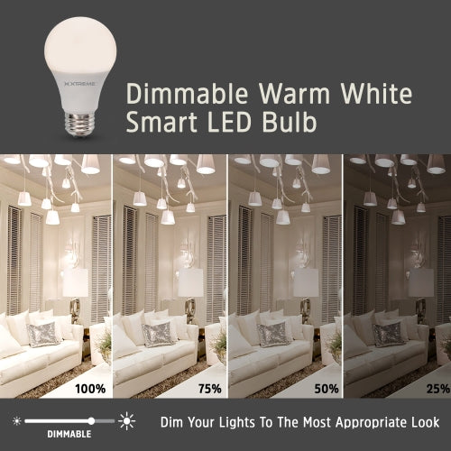 4 Pack Smart A19 Wi-Fi LED Bulbs - Dimmable White, Works with Wi-Fi Alexa, Google Assistant, and Siri