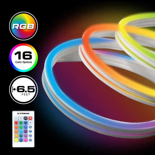 Multi-Color 6.5 ft. LED Light Strip, Remote Control, 16 Colors/4 Flash Modes, Bendable For Creative Shapes