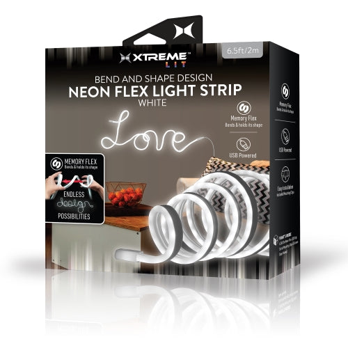 6.5ft Neon Bend and Shape Memory Flex Wire White LED Light Strip, Indoor Use