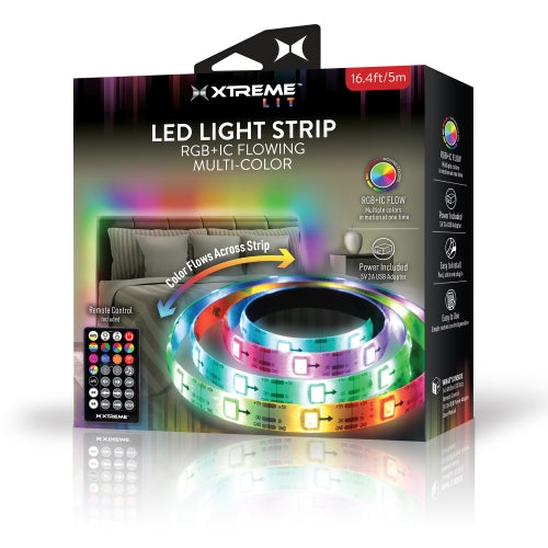 16.4ft Color Flow Multi-Color Indoor LED Light Strip, Remote Control