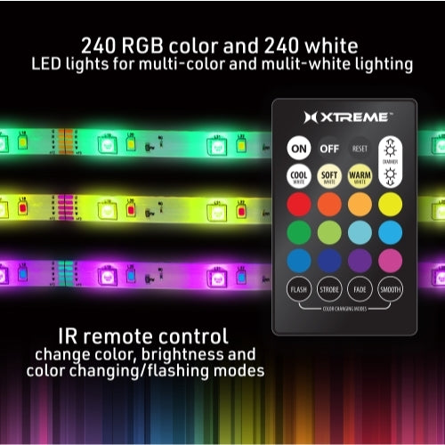 32.8ft RGBW Color-Changing Indoor LED Light Strip, Remote Control