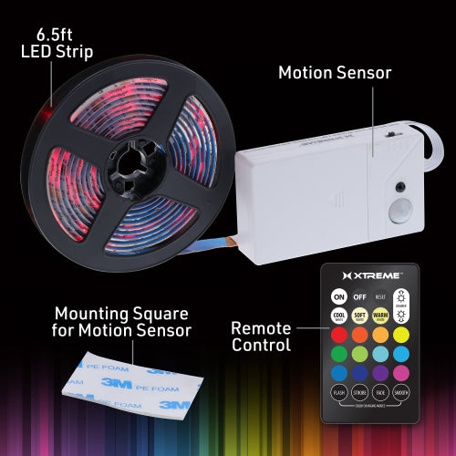 6.5ft Indoor Motion Activated Color-Changing LED Light Strip