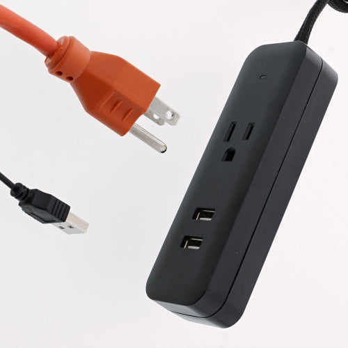6ft. Fabric Braided Power Strip with Low-Profile Angled Plug, 1 Grounded Outlet, and 2.4A Dual USB-A Ports, Ideal for Home, Office, and Travel
