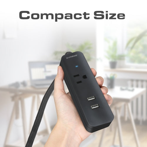6ft. Fabric Braided Power Strip with Low-Profile Angled Plug, 1 Grounded Outlet, and 2.4A Dual USB-A Ports, Ideal for Home, Office, and Travel