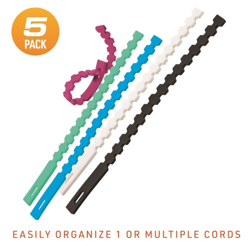 5-Pack Multi-Purpose Reusable Cable Ties for Cord Management and Organization | Adjustable and Durable Wire Holders