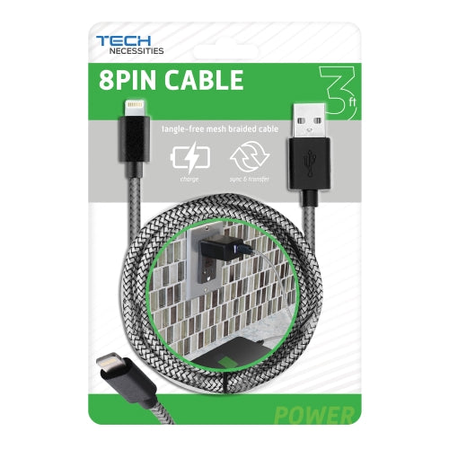 3ft 8-Pin to USB-A Cable, Fast Charging for iPhone, iPad, & More