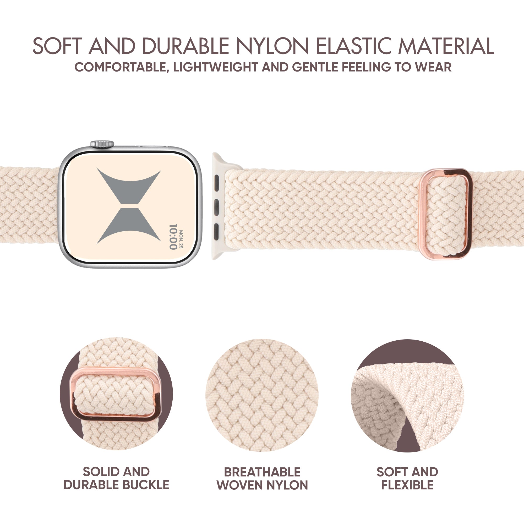 Unisex Smart Watch Nylon Braided Elastic Band 4 Pack – Small Size, Breathable