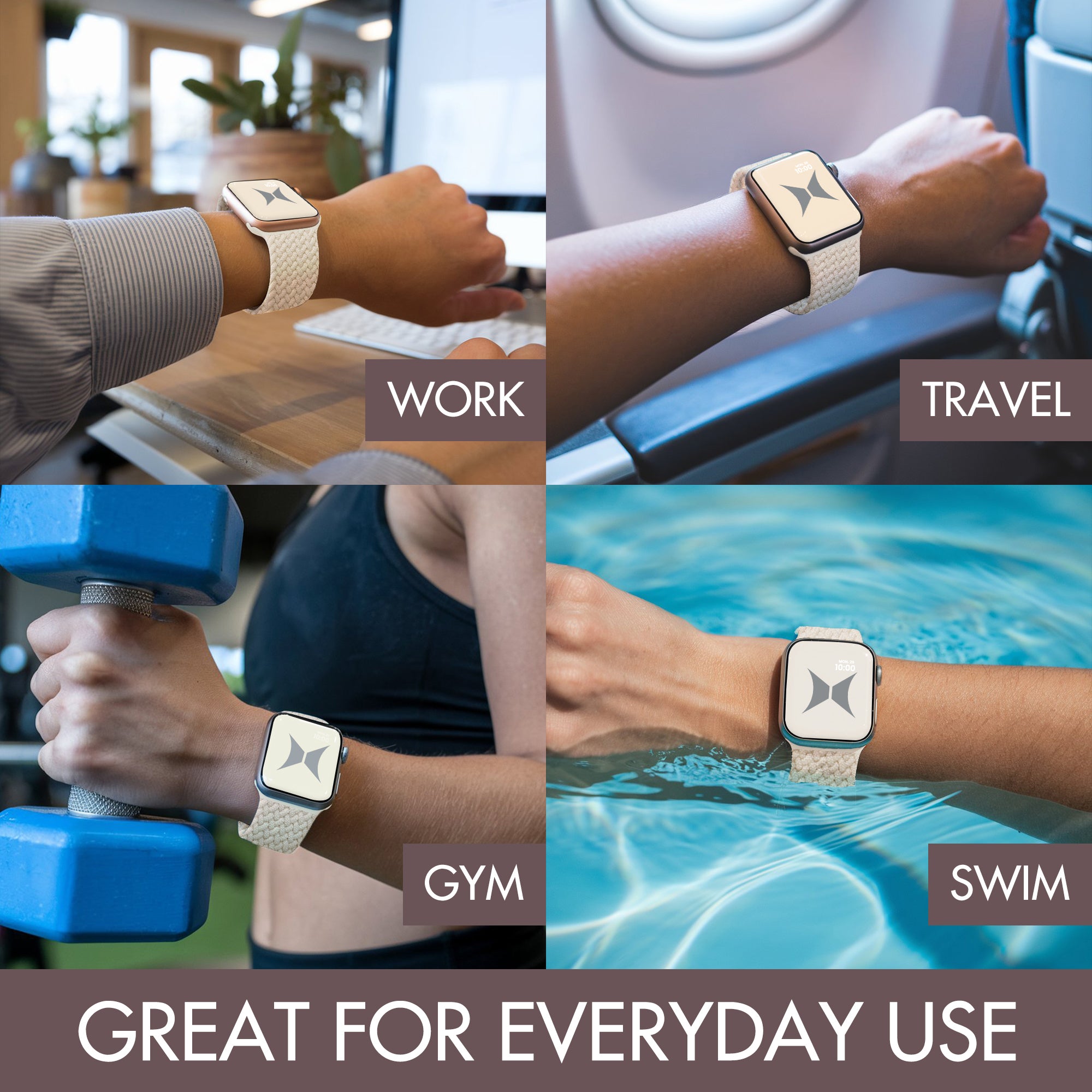 Unisex Smart Watch Nylon Braided Elastic Band 4 Pack – Small Size, Breathable