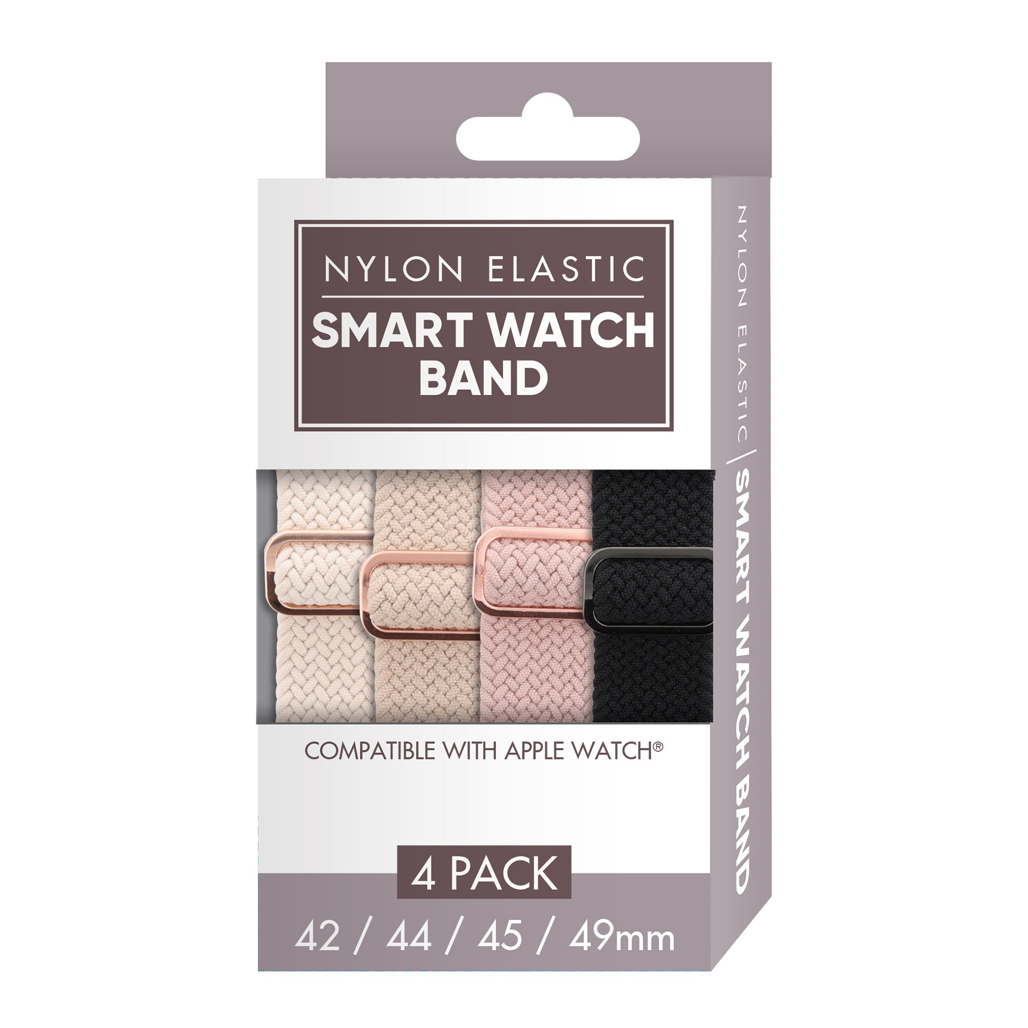 Unisex Smart Watch Nylon Braided Elastic Band 4 Pack – Large Size, Breathable