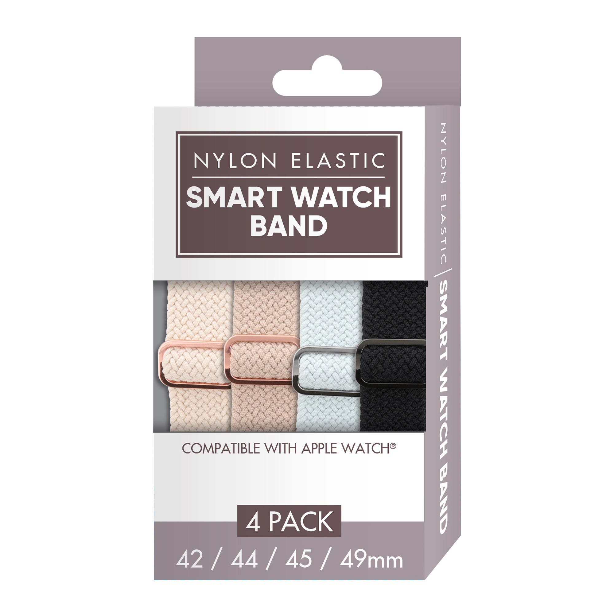 Unisex Smart Watch Nylon Braided Elastic Band 4 Pack – Large Size, Breathable