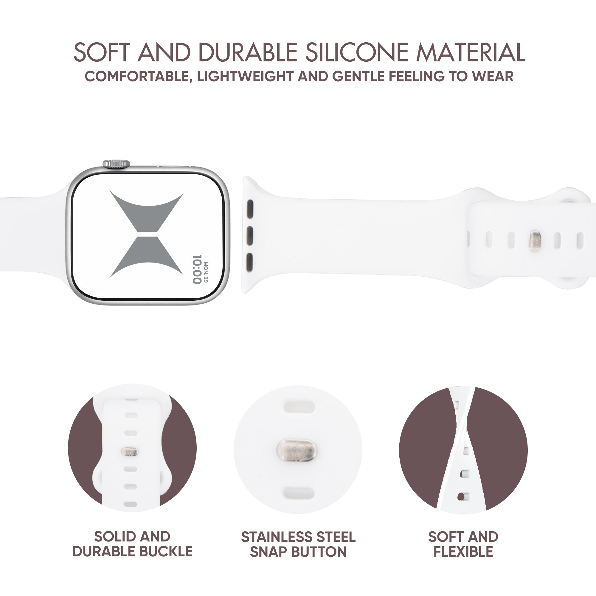 Smart Watch Soft Silicone Band 6 Pack – Small Size, Waterproof, New Buckle Design