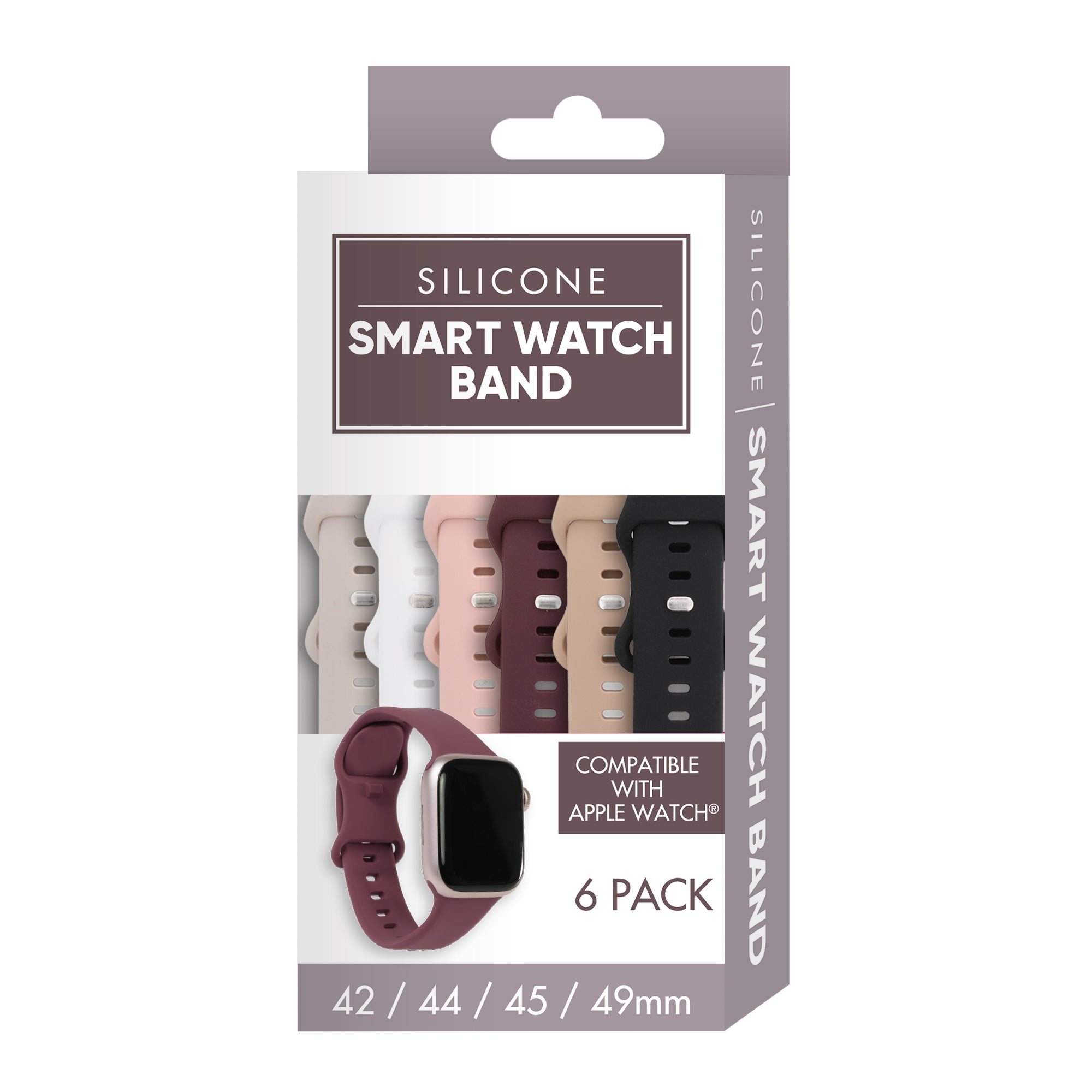 Smart Watch Soft Silicone Band 6 Pack – Large Size, Waterproof, New Buckle Design
