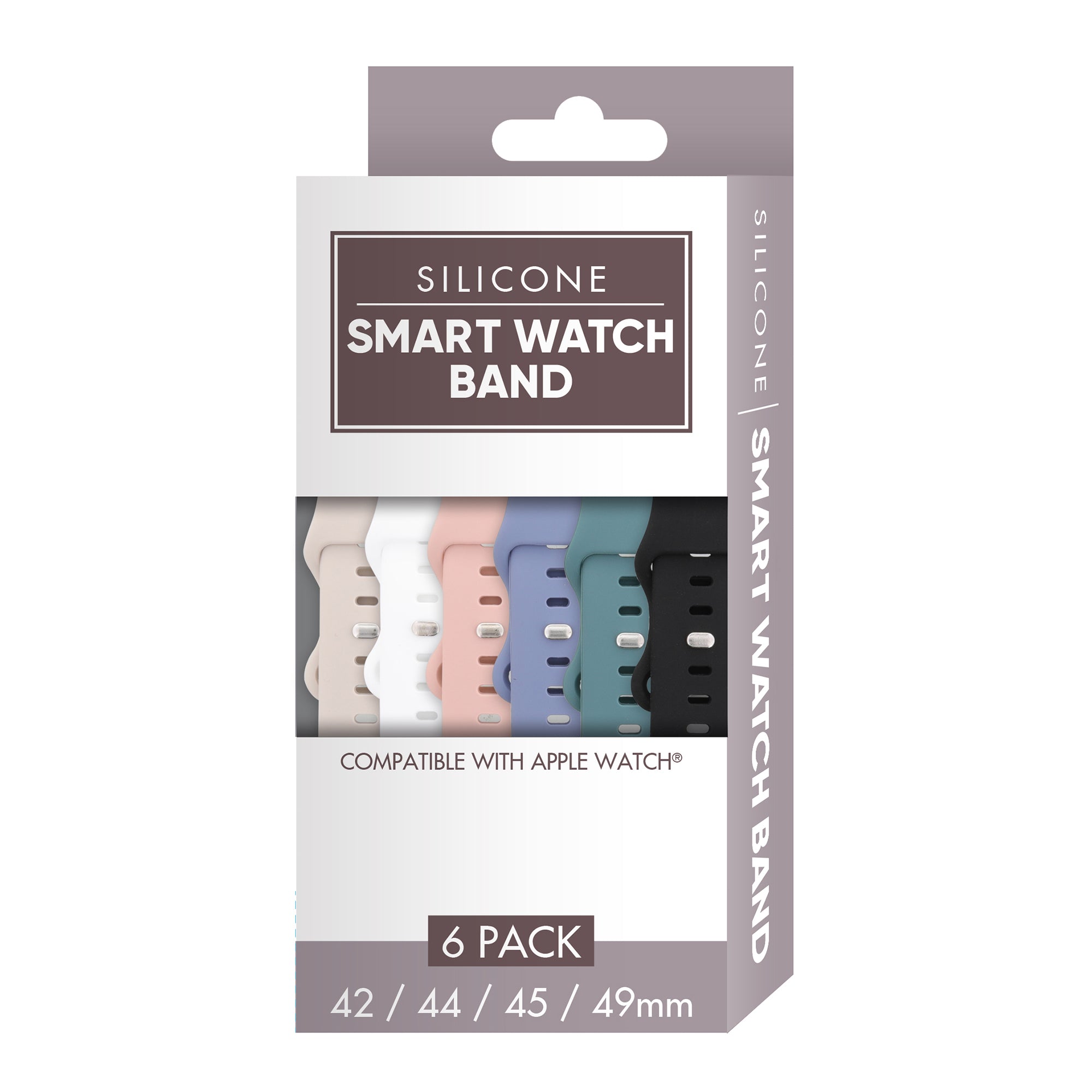 Smart Watch Soft Silicone Band 6 Pack Large Size, Waterproof, Buckle Design
