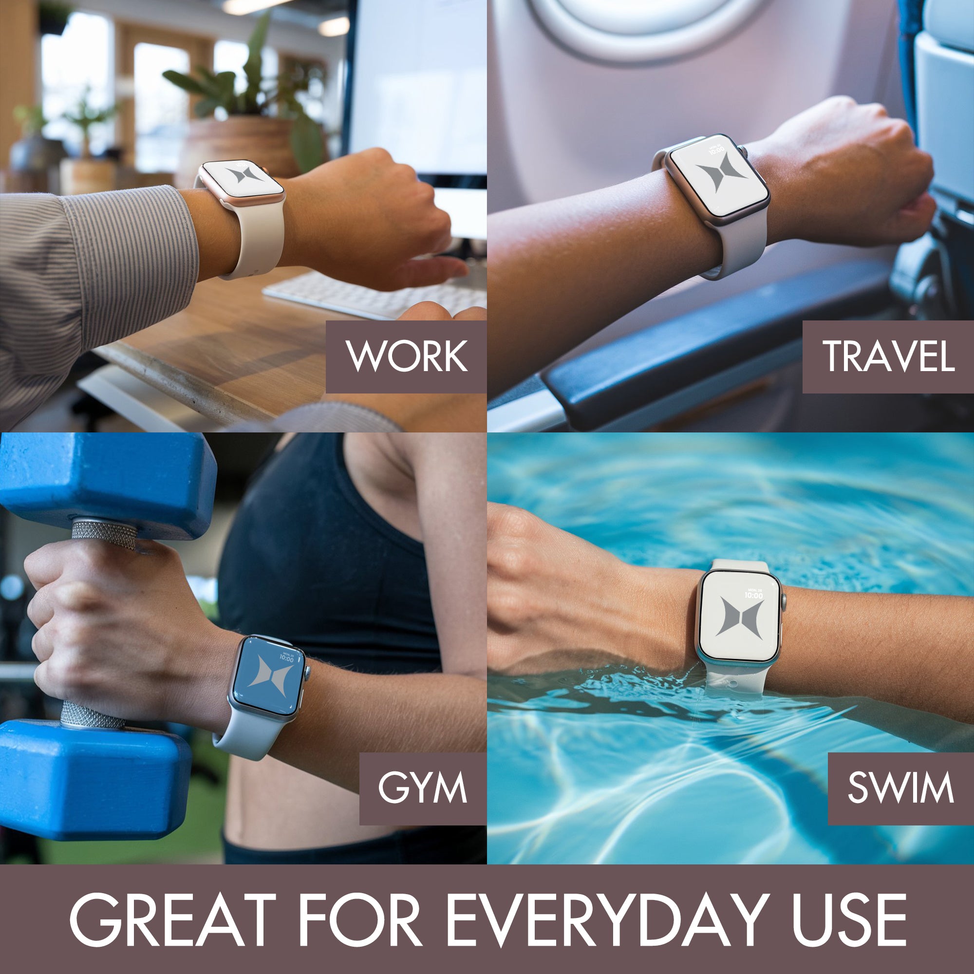 Smart Watch Soft Silicone Band 6 Pack – Large Size, Waterproof, New Buckle Design