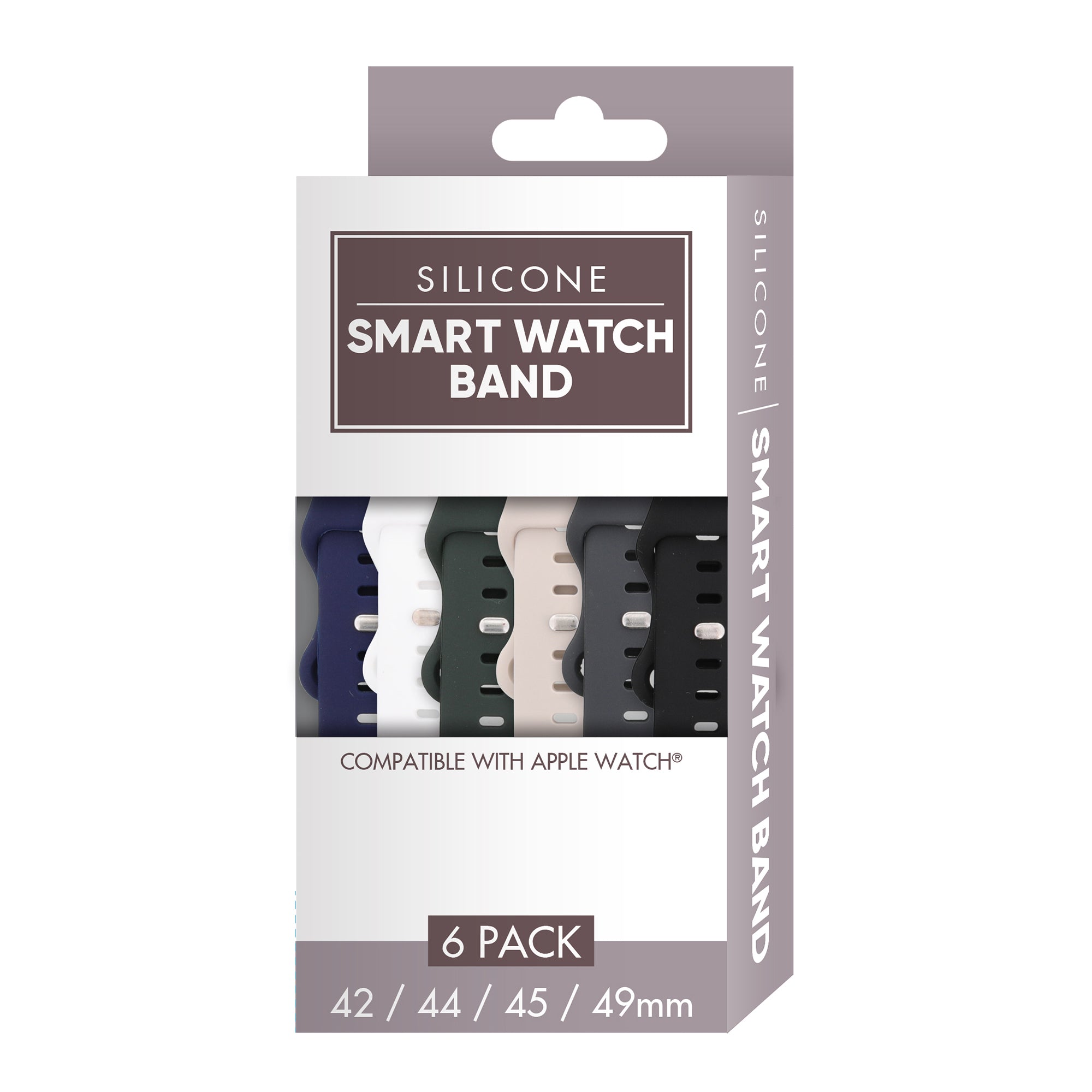Smart Watch Soft Silicone Band 6 Pack – Large Size, Waterproof, New Buckle Design