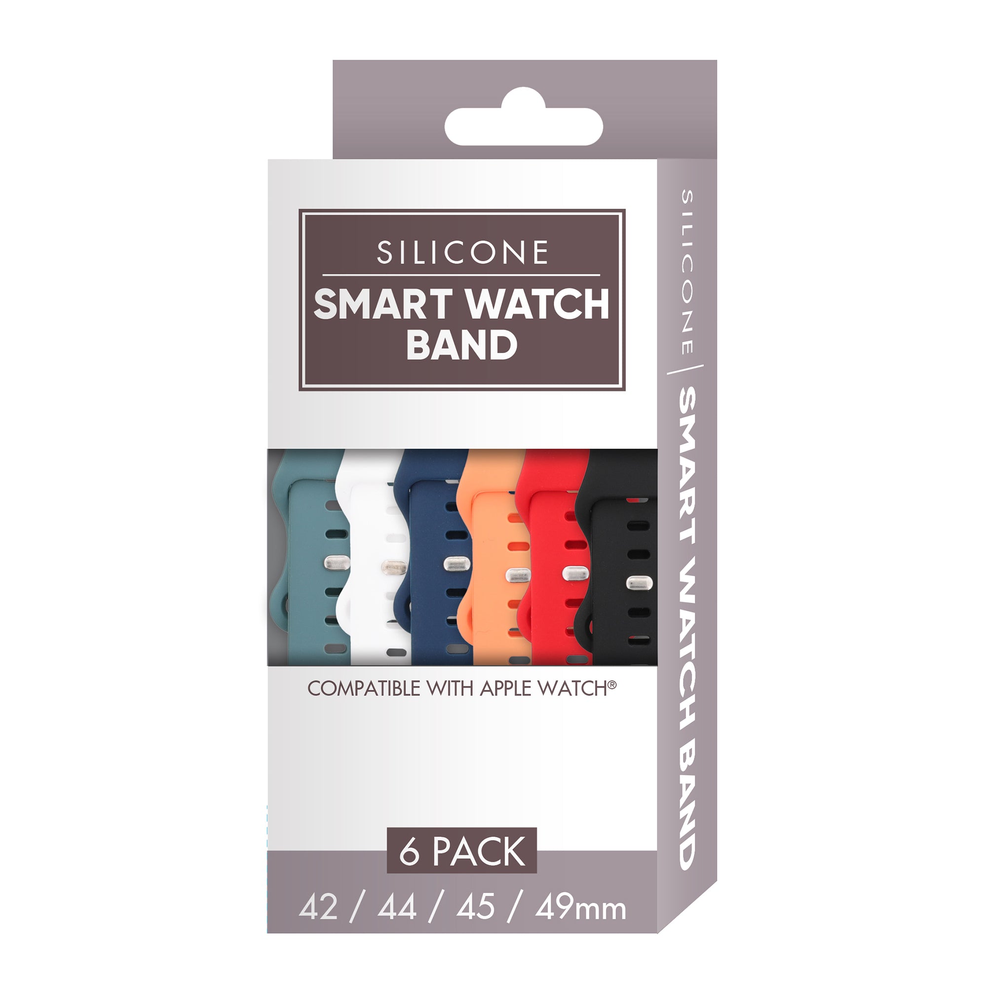 Smart Watch Soft Silicone Band 6 Pack – Large Size, Waterproof, New Buckle Design