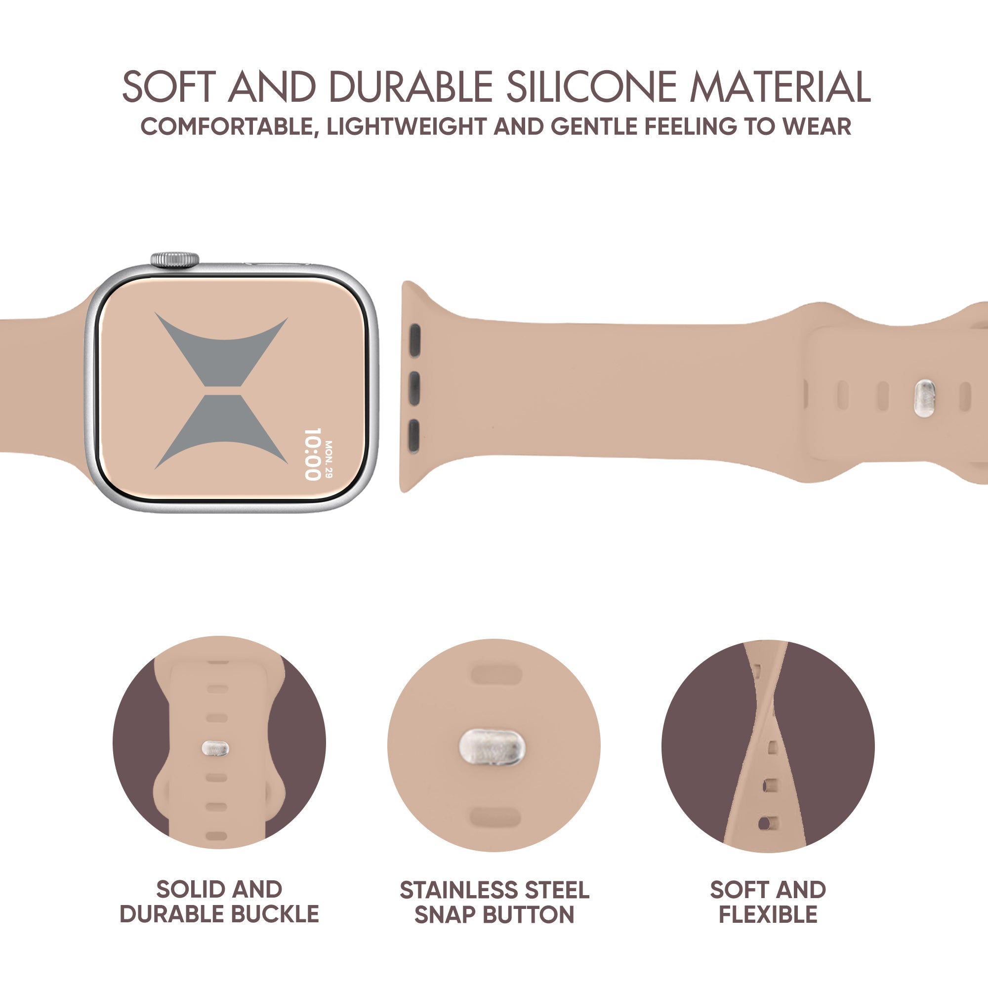 Smart Watch Soft Silicone Band 6 Pack – Large Size, Waterproof, New Buckle Design