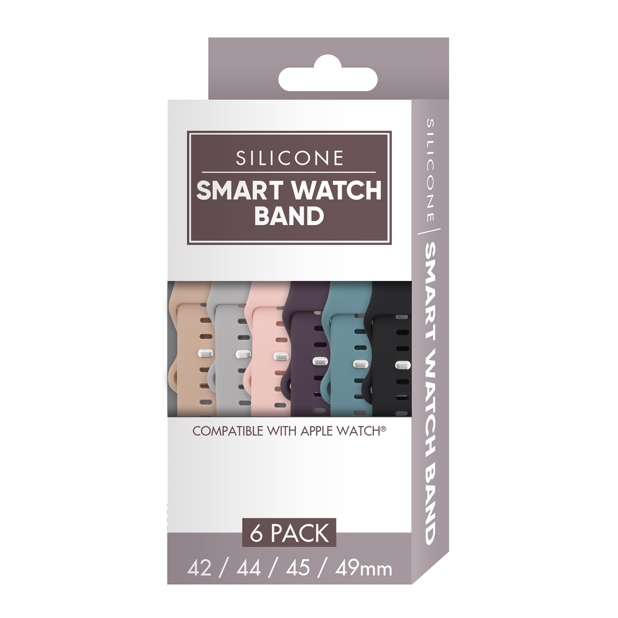 Smart Watch Soft Silicone Band 6 Pack – Large Size, Waterproof, New Buckle Design