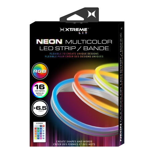 Multi-Color 6.5 ft. LED Light Strip, Remote Control, 16 Colors/4 Flash Modes, Bendable For Creative Shapes