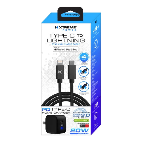 20W USB-C PD Fast Charging Kit with MFi Certified Lightning Cable for iPhone & iPad | Complete Home Charger Bundle