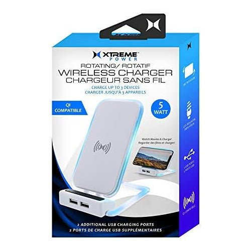 5W Rotating Wireless Charger + 2 USB Charging Port