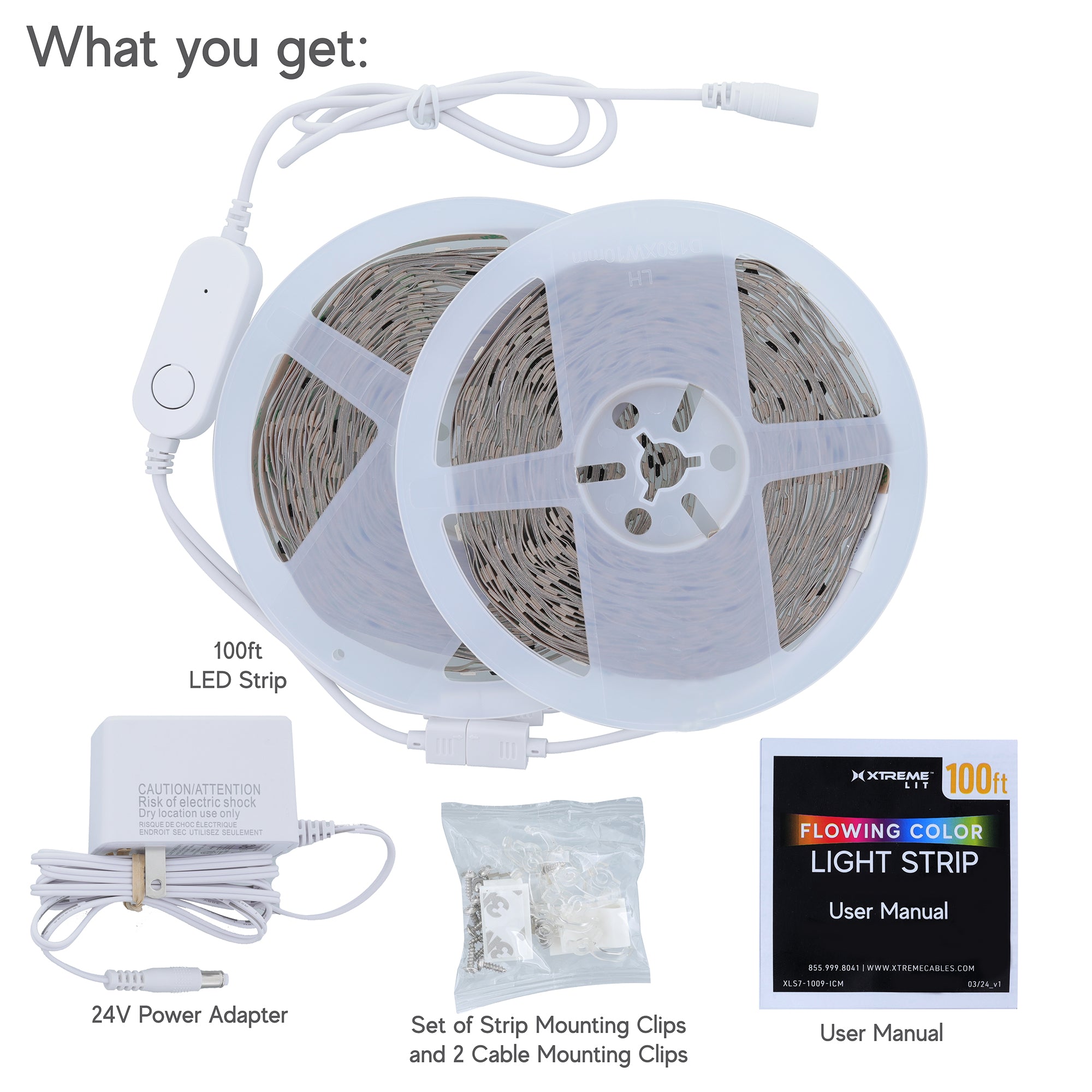 100ft Indoor LED Light Strips, Multiple Color Effects, Bluetooth Mobile App Control