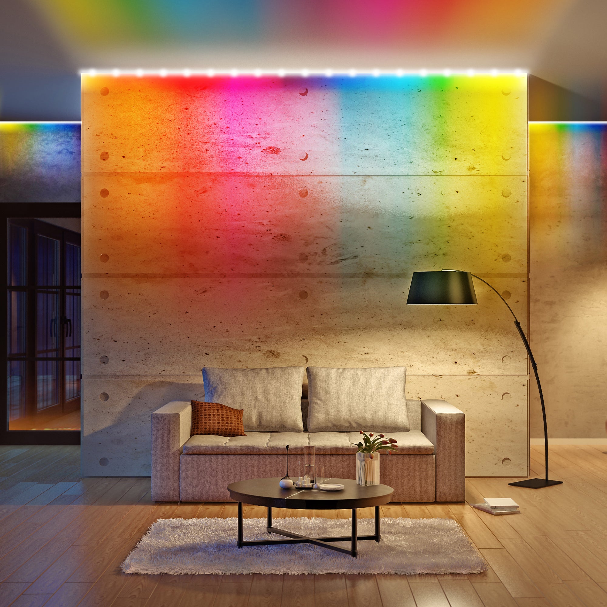 100ft Indoor LED Light Strips, Multiple Color Effects, Bluetooth Mobile App Control