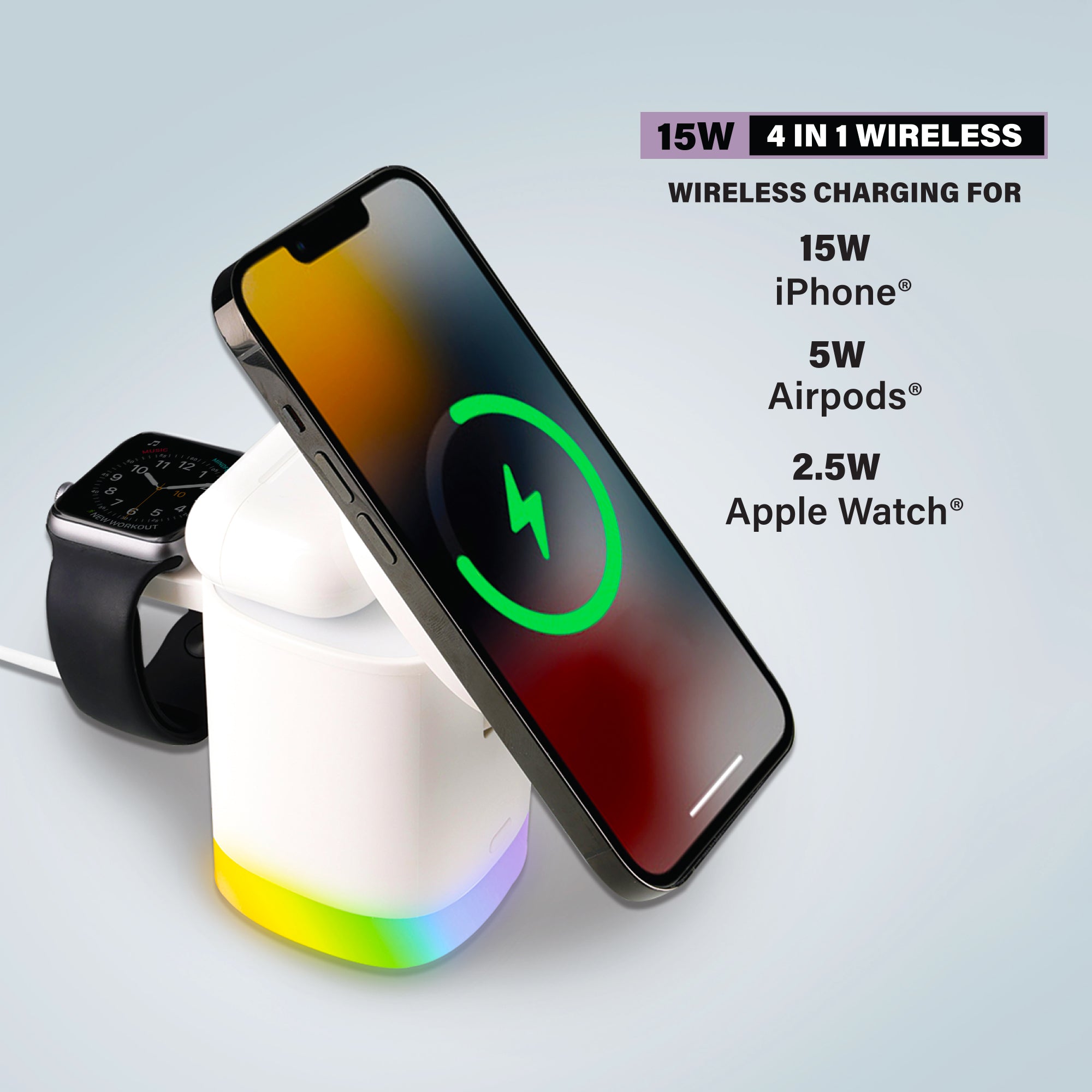 3-in-1 Mag-Safe Wireless Charging Station with Apple Watch and AirPods Dock
