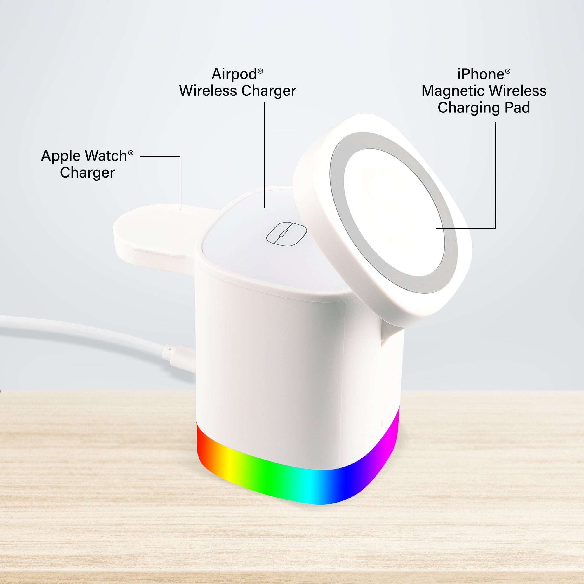 3-in-1 Mag-Safe Wireless Charging Station with Apple Watch and AirPods Dock