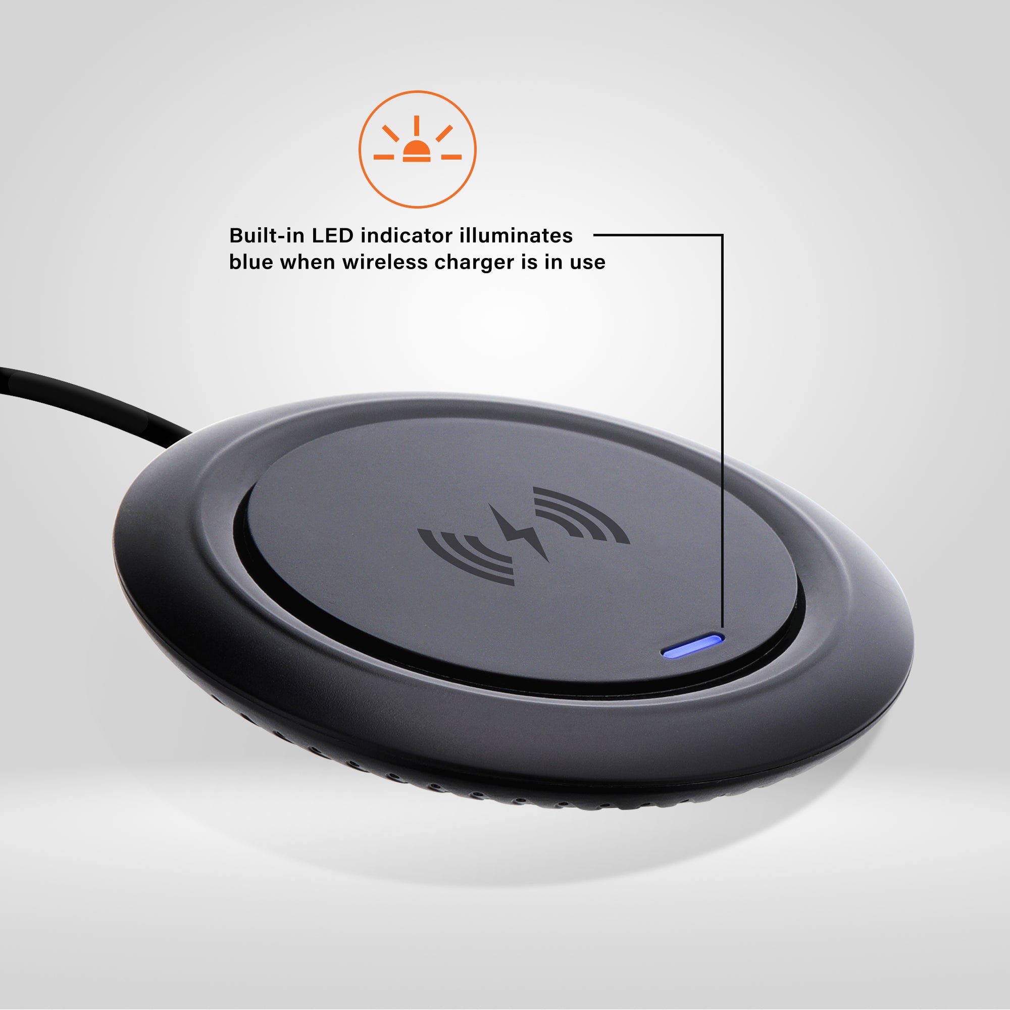 15W Qi Wireless Charging Pad for Desktop, High-Efficiency Fast Charger with LED Indicator and 3ft Power Cable, Case-Friendly
