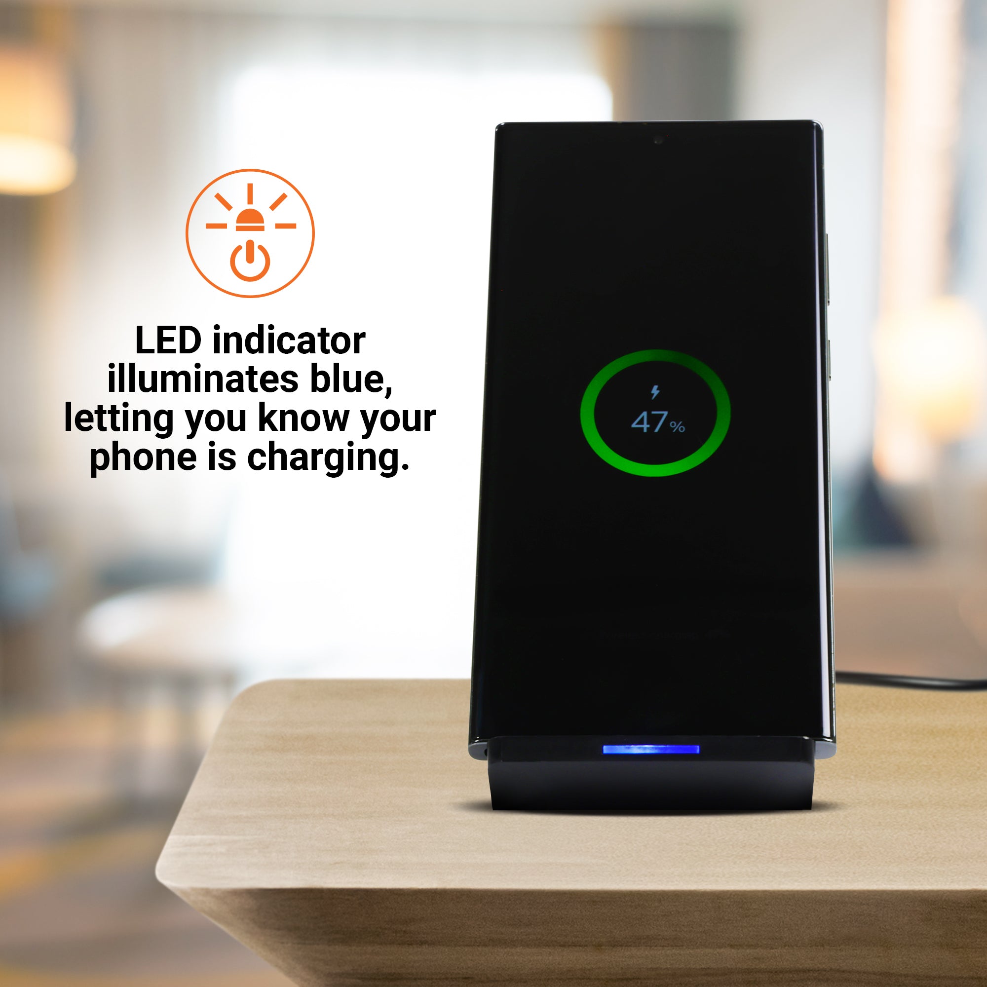 15W Fast Wireless Charging Stand with USB-C, Portrait & Landscape Mode, Qi-Certified, LED Indicator for iPhone, Samsung, and Android Phones