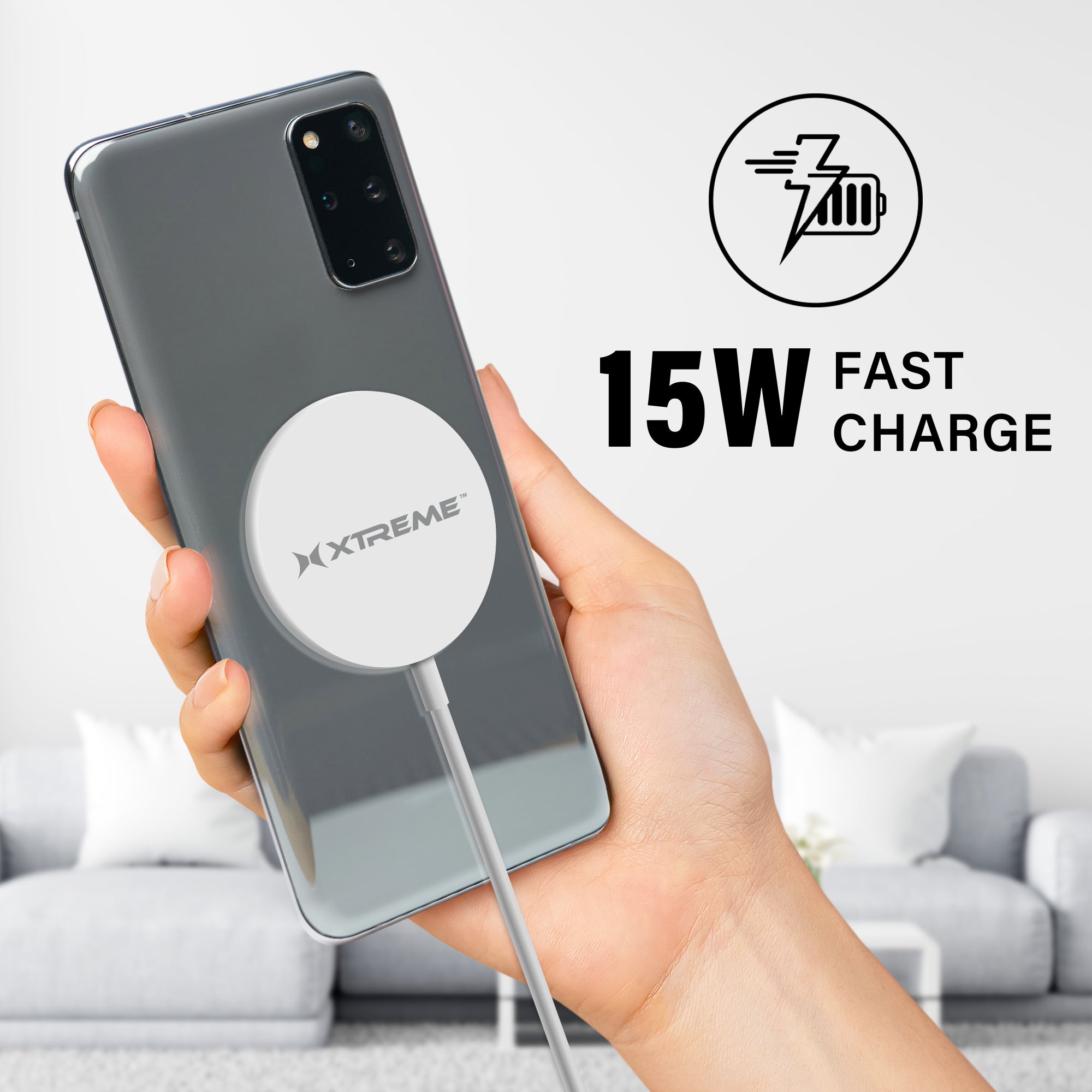 Power Pro Series 15W Wireless Magnetic Snap-and-Charge Charger with USB-C Cable