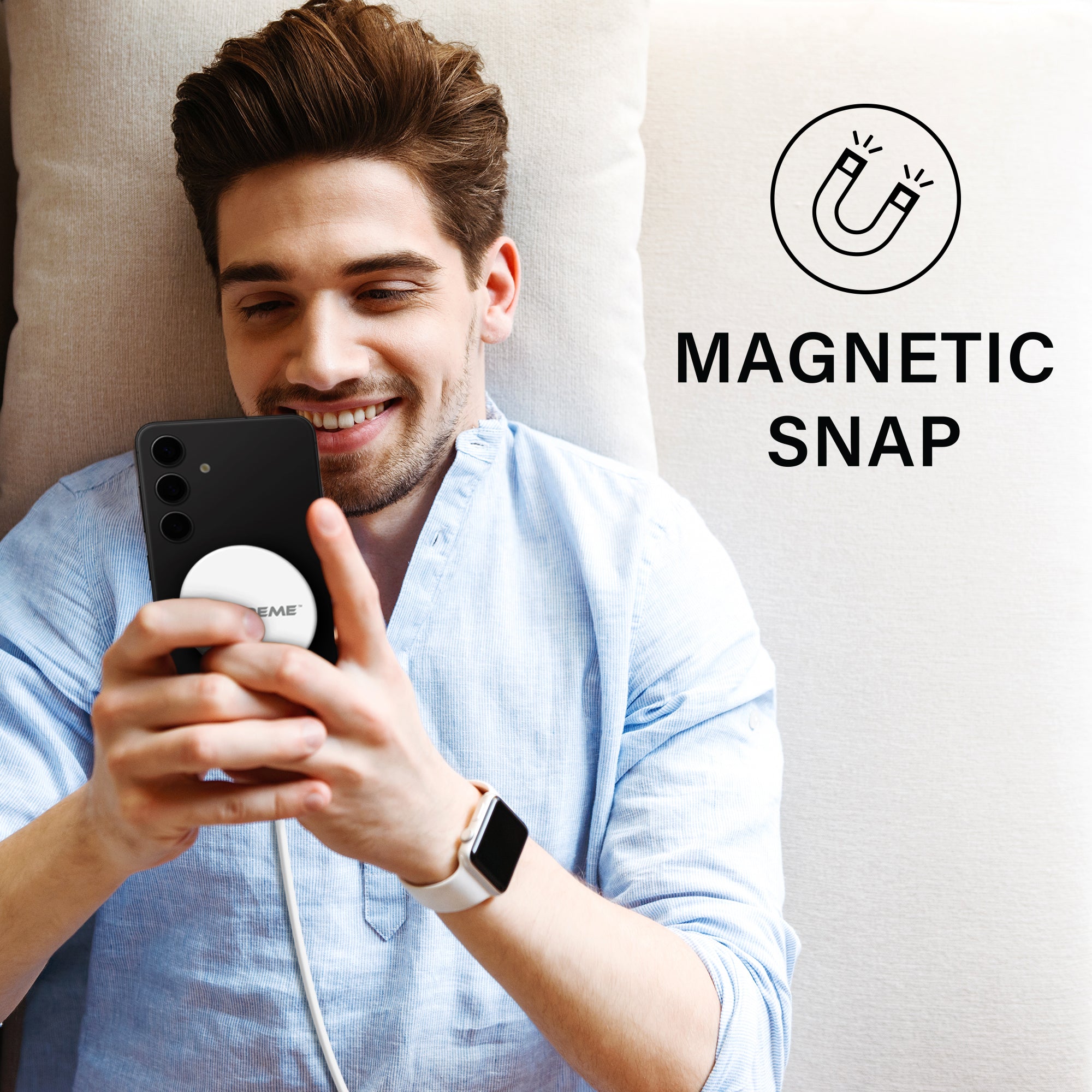 Power Pro Series 15W Wireless Magnetic Snap-and-Charge Charger with USB-C Cable