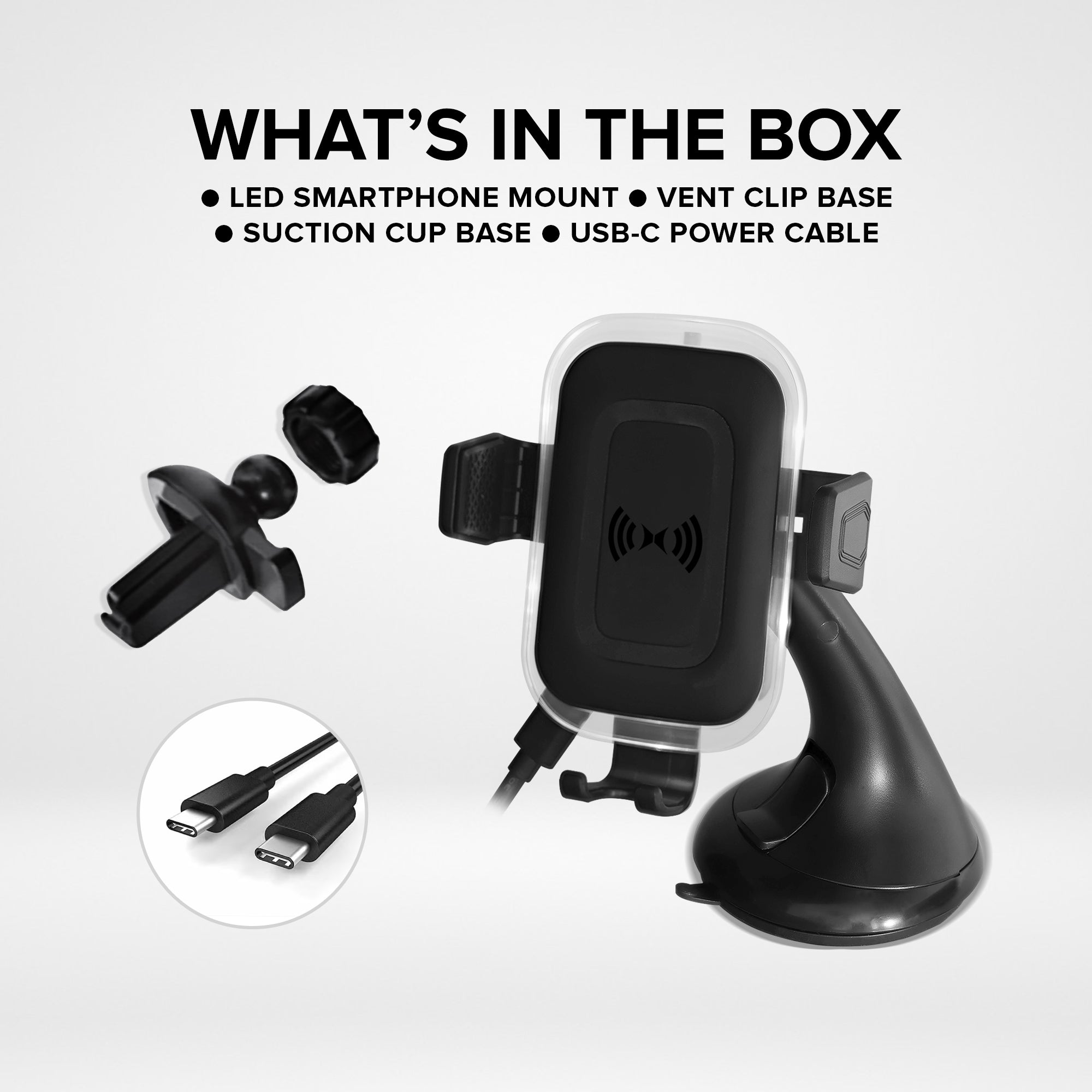 15W 2-in-1 Wireless Car Charger with Smart Sensor, Dashboard & Air Vent Mount Phone Holder