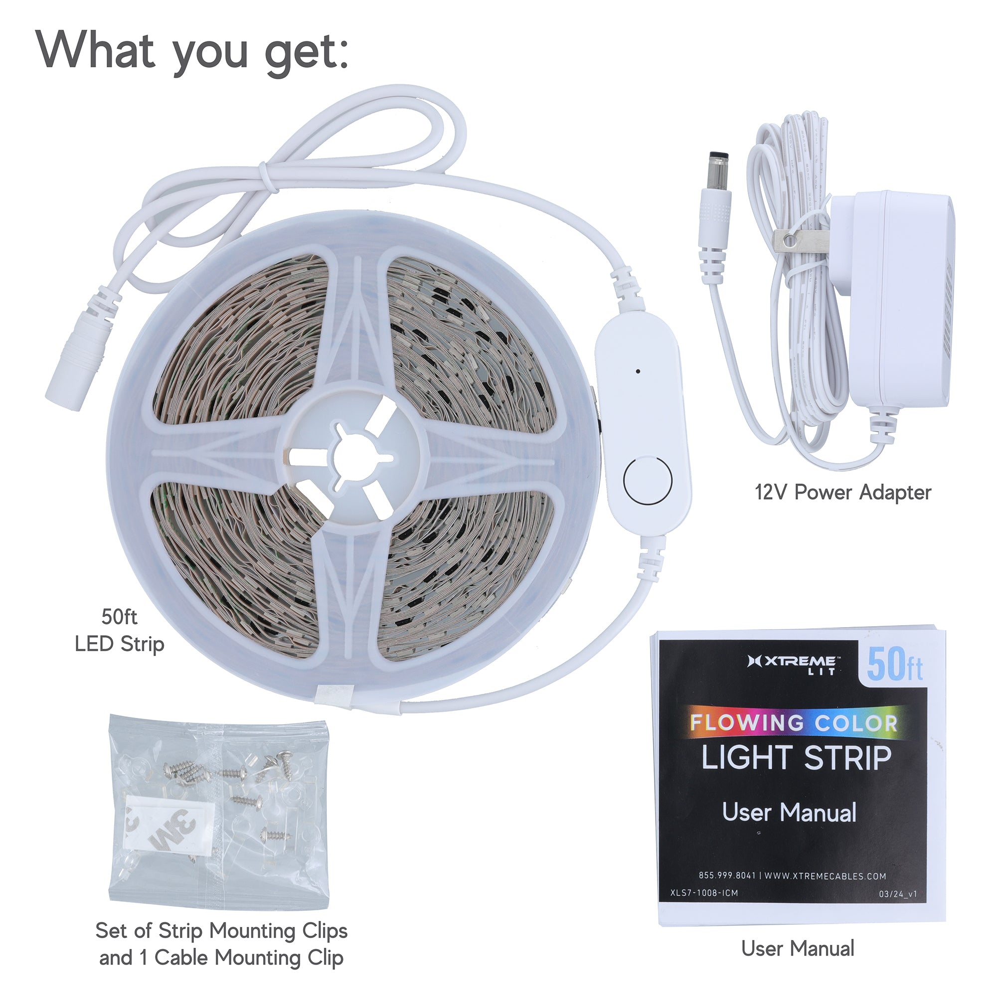 50ft Bluetooth LED Light Strips, Flowing Color Effect, App Use