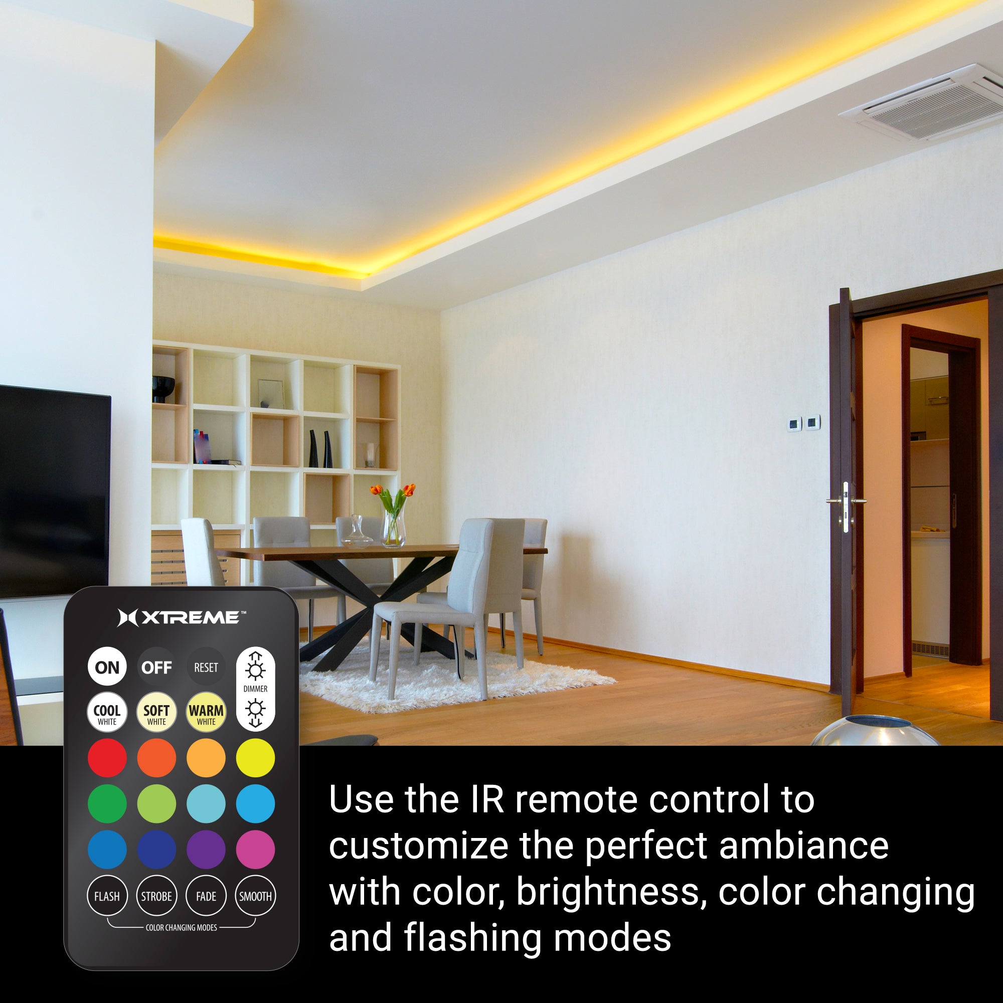 100ft Cut & Customize Indoor LED Light Strip Kit, Includes 3 Connectors