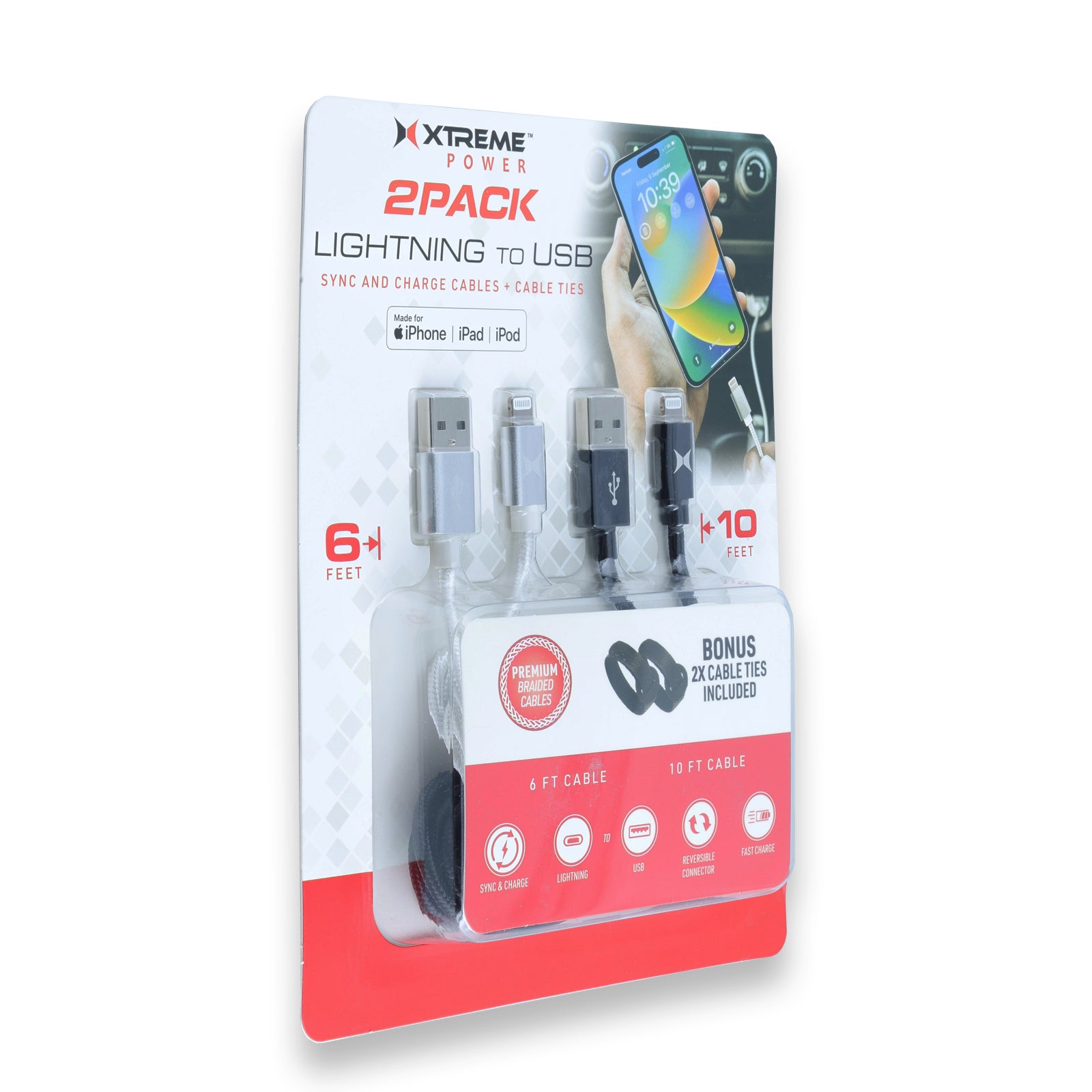2-Pack 8Pin to USB-A Charging Cables: 6ft Silver Silicone & 10ft Black Braided, Fast Charge & Data Sync for All 8Pin Devices