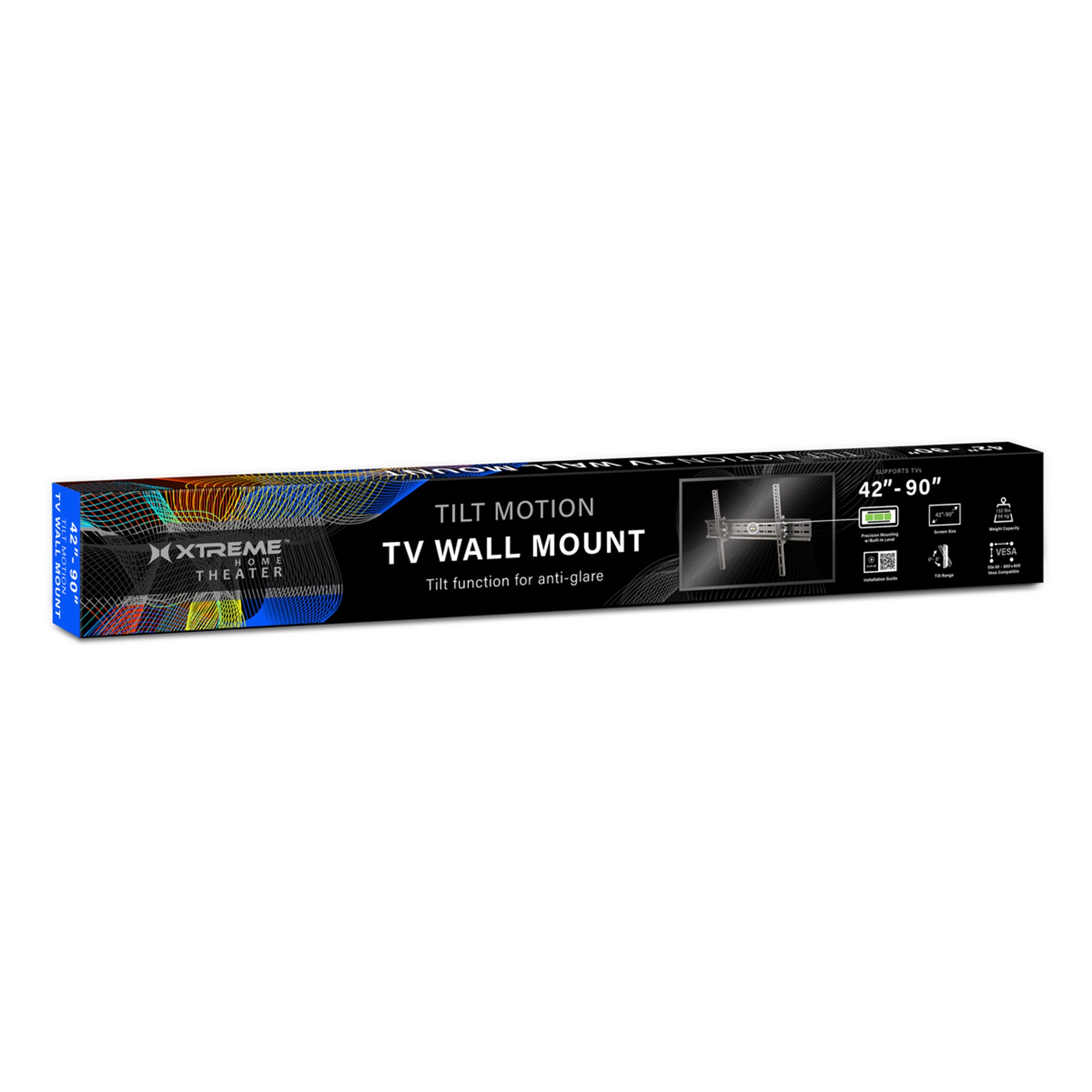 Tilt Motion Wall Mount for 42-90 Inch Flat-Panel TVs, Tilts, Holds 132 lbs