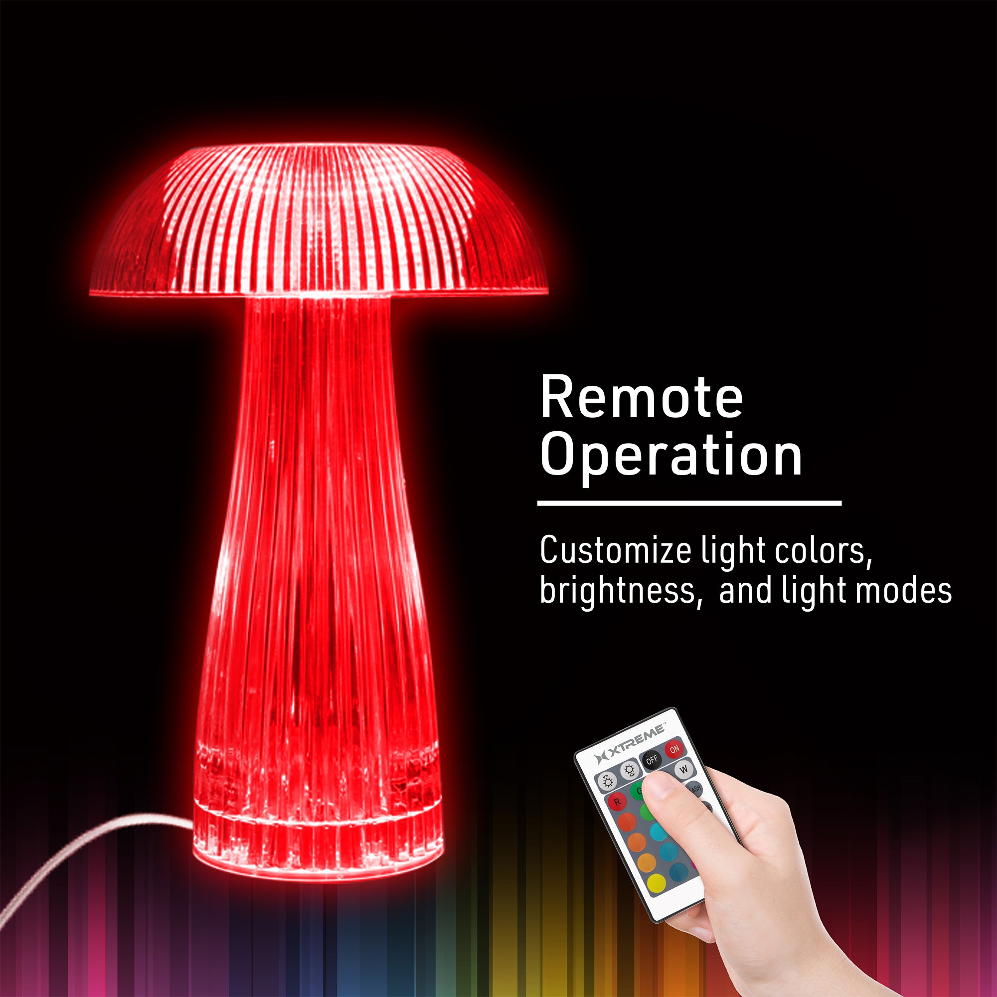 Neon Multi-Color Mushroom LED Tabletop Touch Lamp, with Remote, Crystal Finish