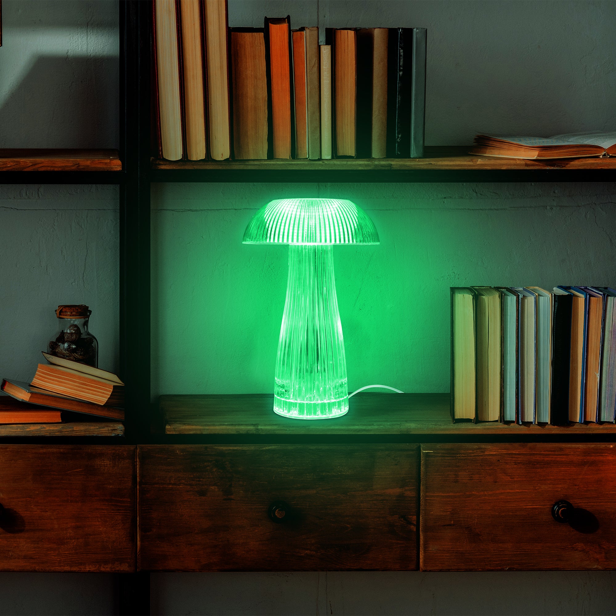 Neon Multi-Color Mushroom LED Tabletop Touch Lamp, with Remote, Crystal Finish
