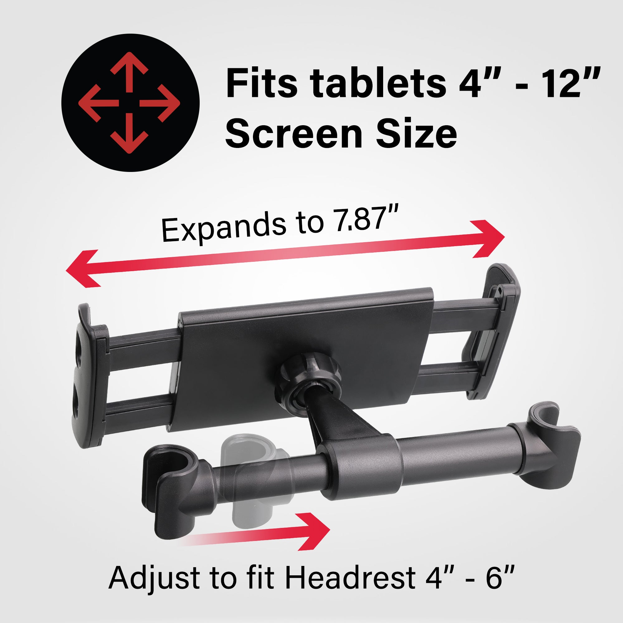 Back Seat Tablet Mount for Cars, Car Headrest Tablet Holder for Backseat, Universal Mount