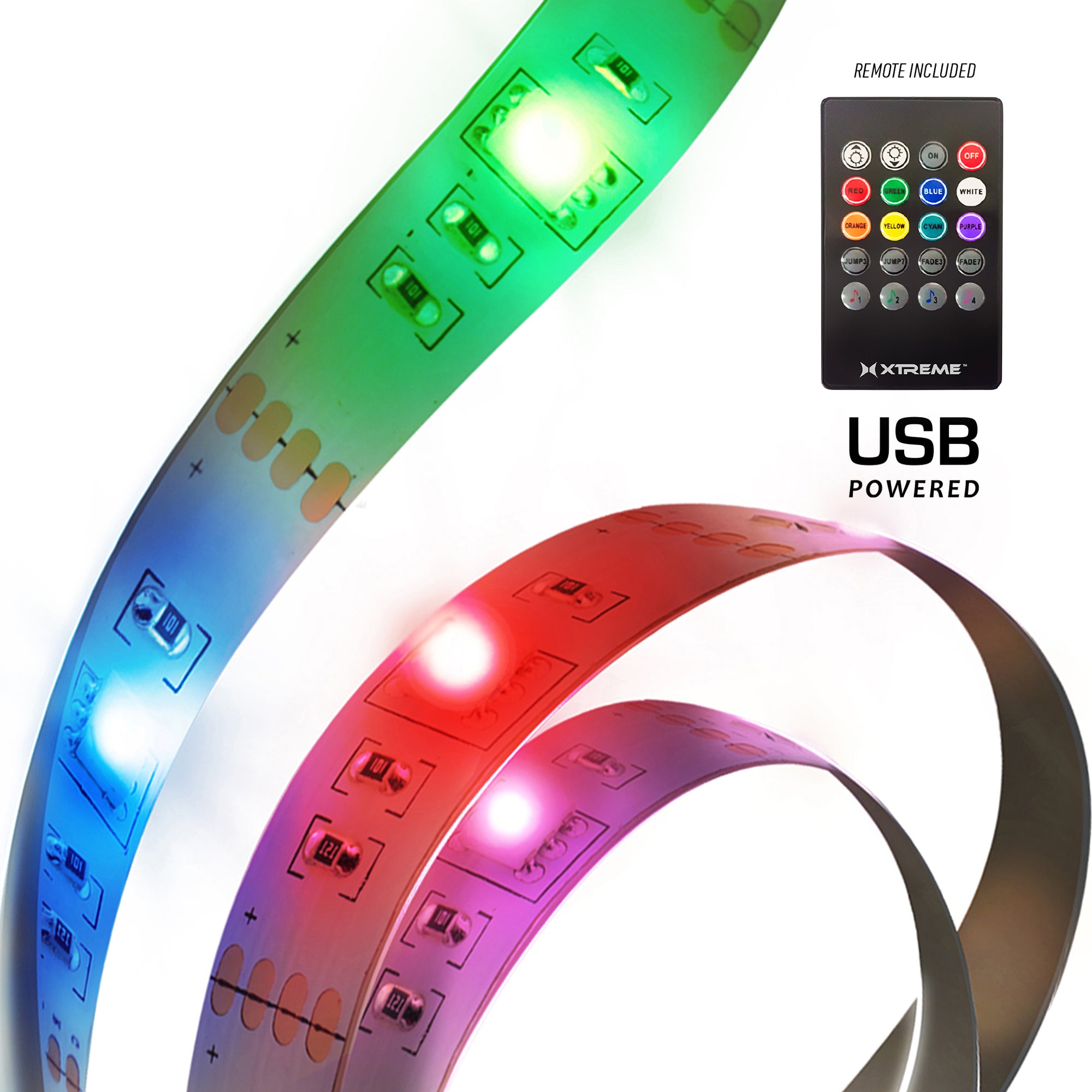 3 ft. Multi-Color LED Strip, 16 Unique Colors/4 Modes, Device Backlight For PC/HDTVs, Auto Interior