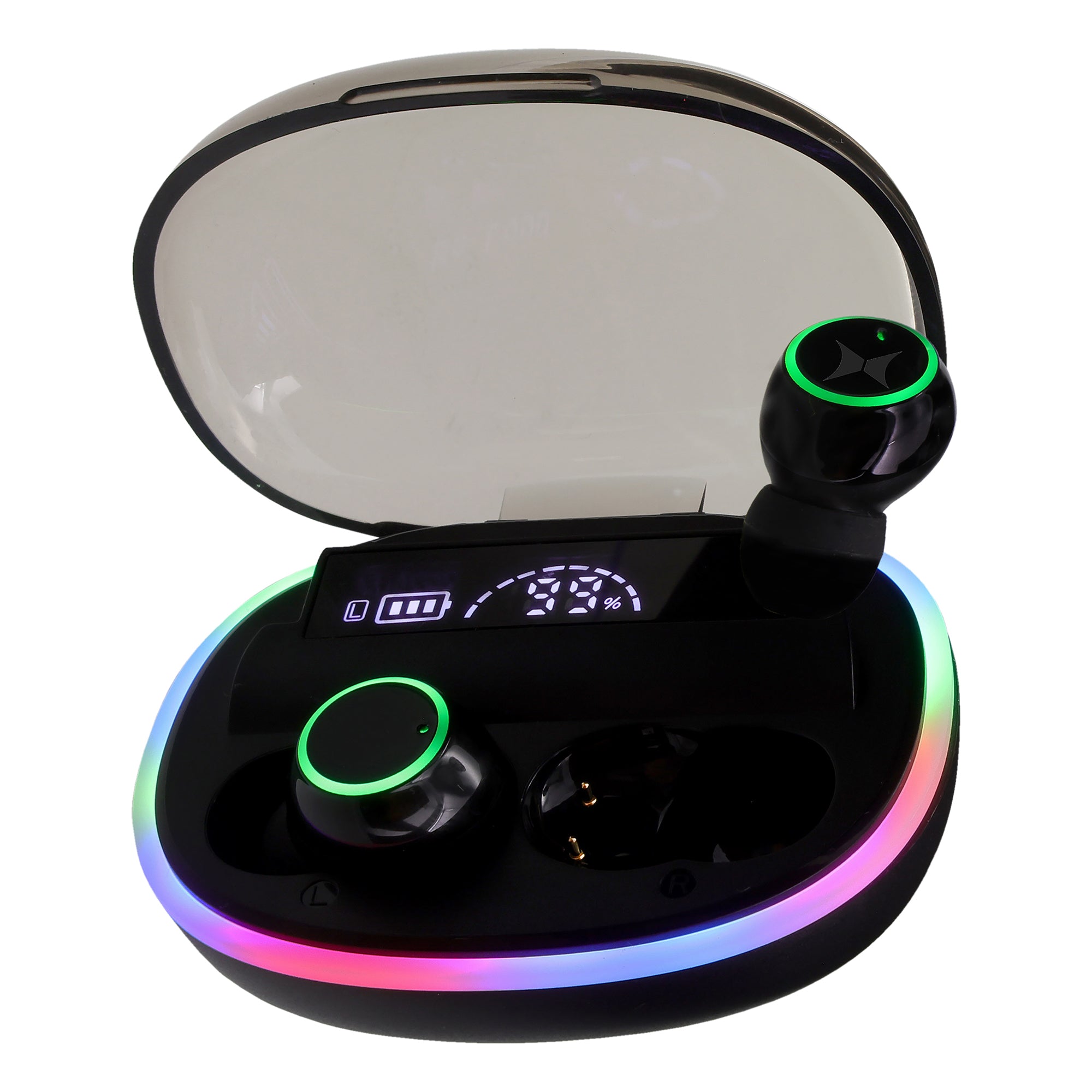 Sound True Wireless Stereo Earbuds with RGB Color Changing LEDs, Smart Touch Control, Bluetooth 5.3, and 15-Hour Playtime Charging Case