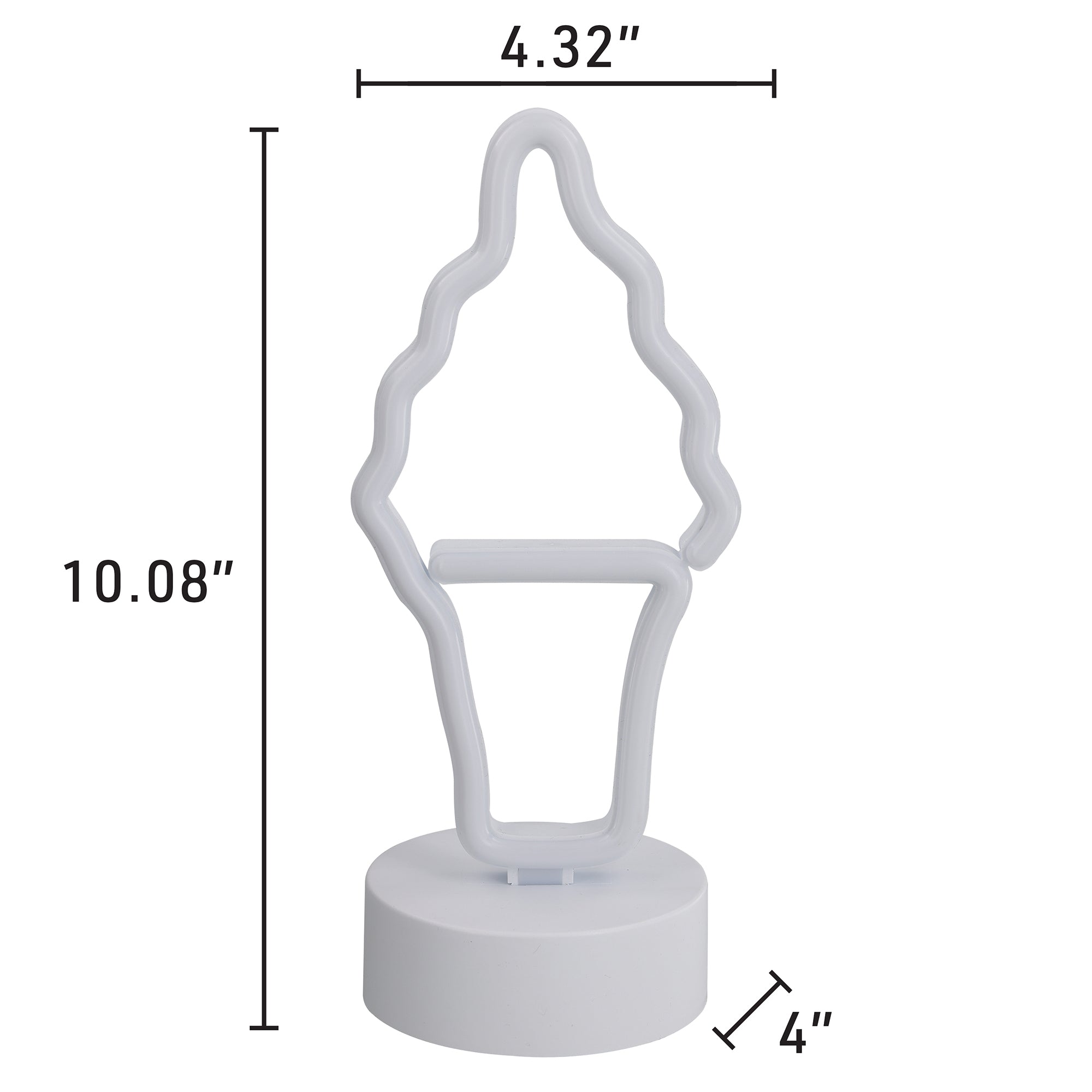 Ice Cream Neon Sign, Orange LED Ice Cream Tabletop Sign with Holder Base, Battery Powered, 4 Hour Timer