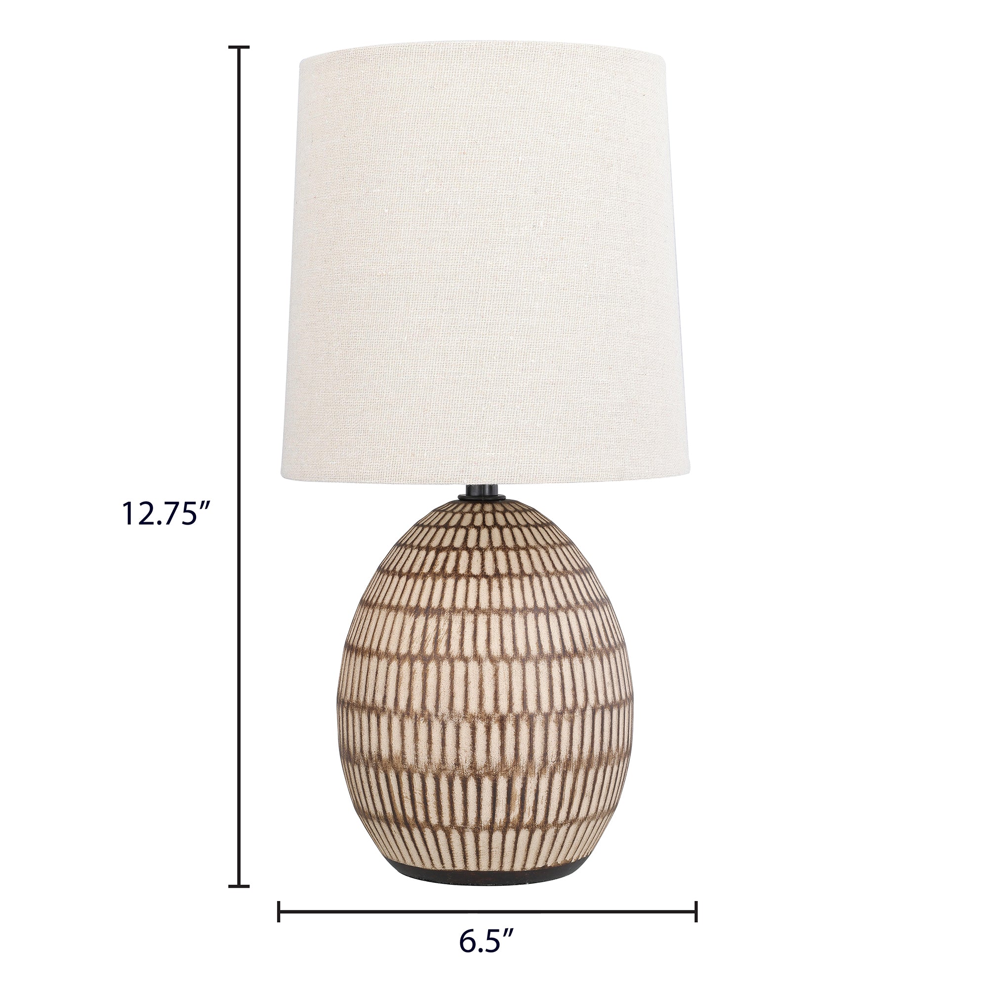 12.75inches Power Outlet Ceramic Carved Table Lamp with Shade