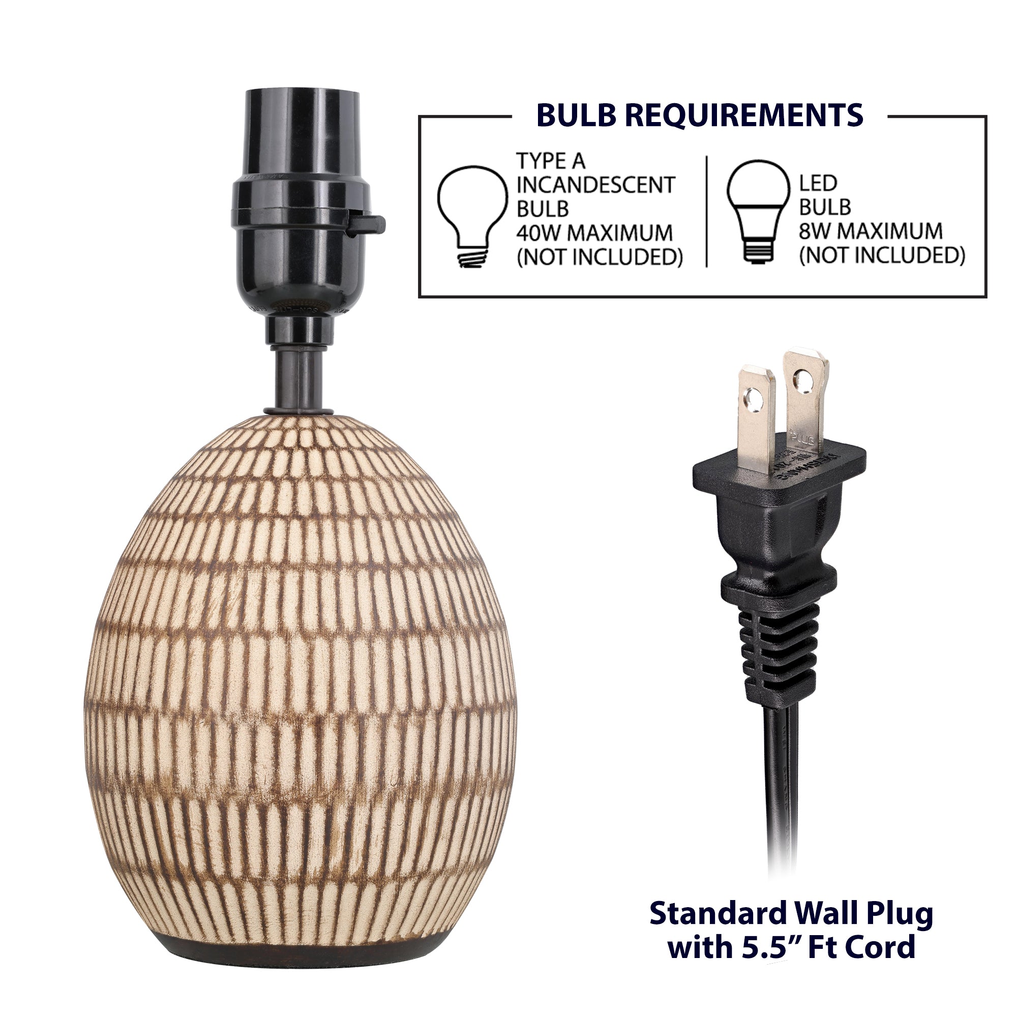 12.75inches Power Outlet Ceramic Carved Table Lamp with Shade