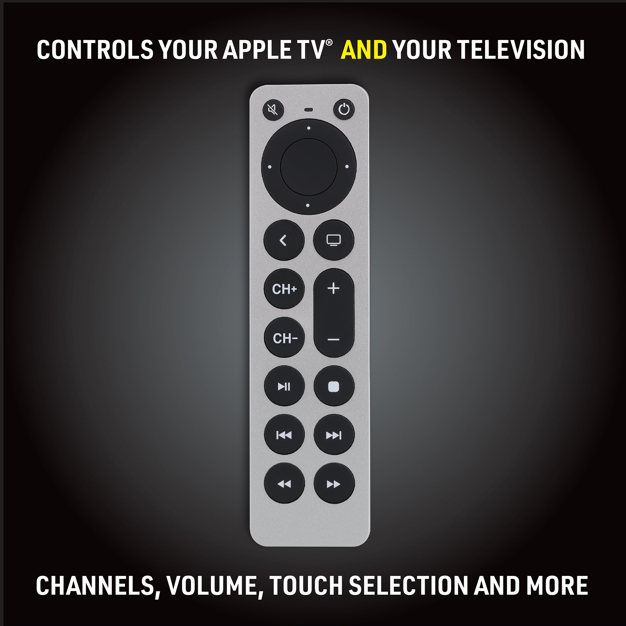 Universal Apple TV Remote Replacement for 1st-5th Generation, Controls TV & Apple TV, Large Buttons