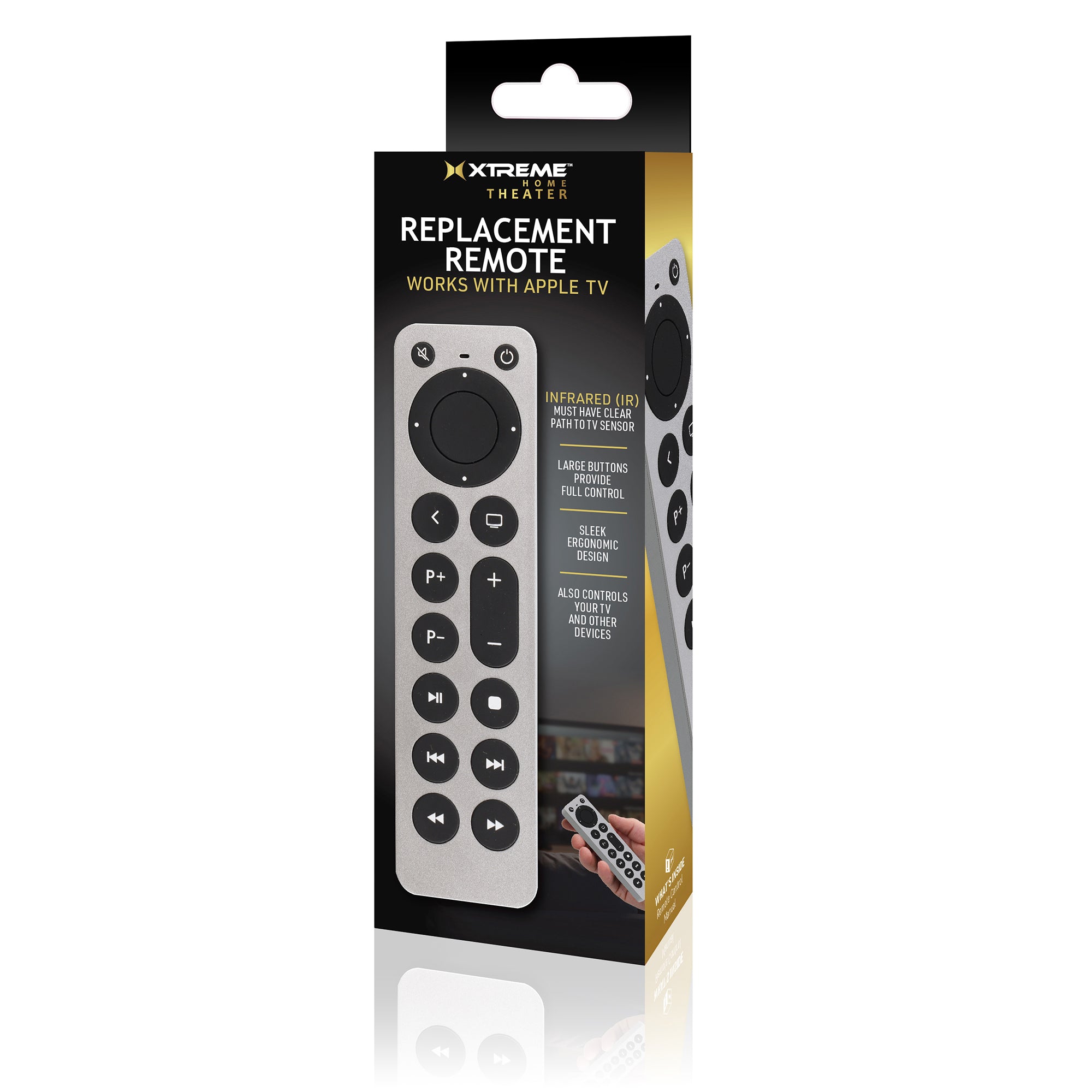 Universal Apple TV Remote Replacement for 1st-5th Generation, Controls TV & Apple TV, Large Buttons