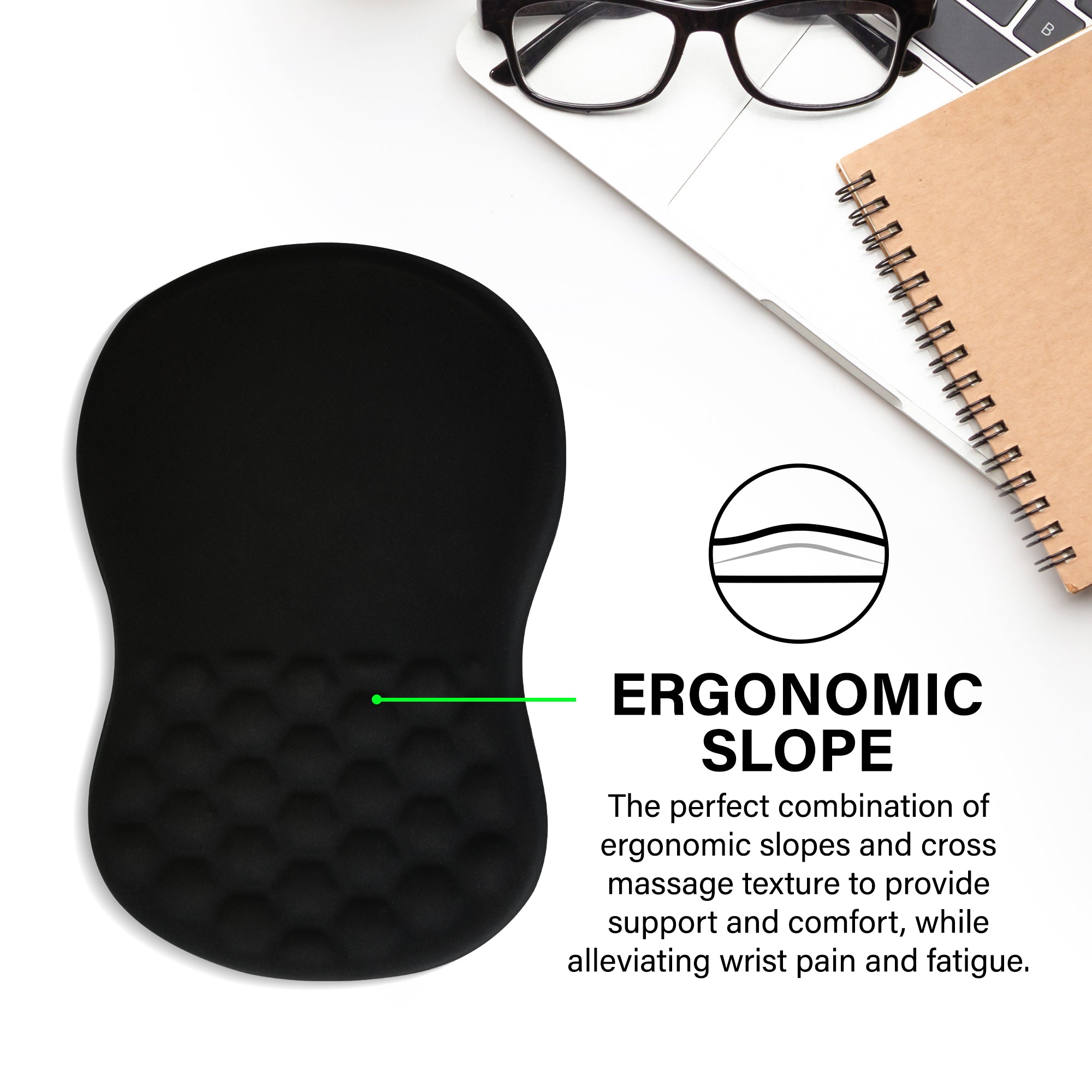 Ergonomic Massage Mouse Pad, Large 8 x 12" Non-Slip Surface