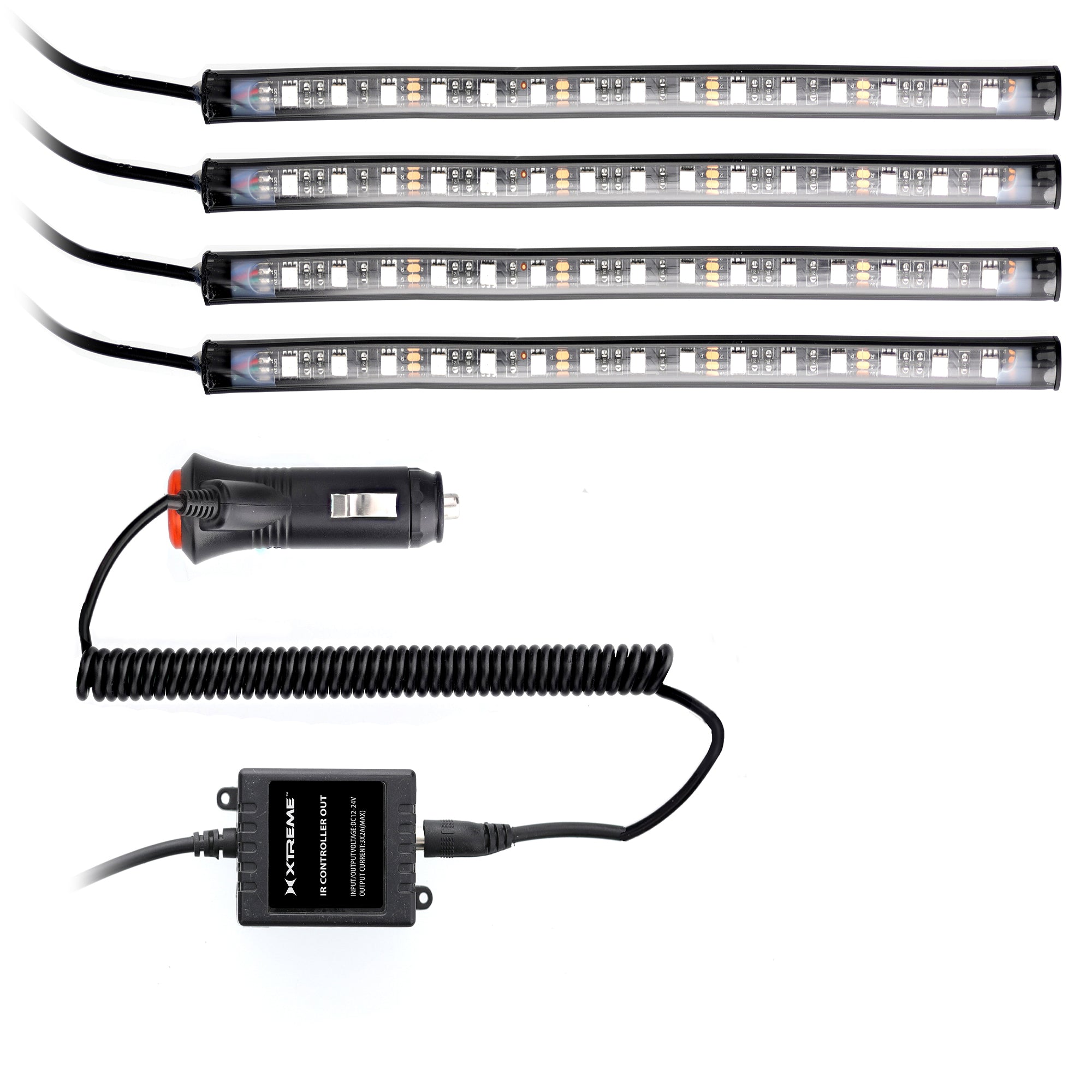 Bluetooth LED Car Accent Light, 4 Light Strips, Sound Reactive, Mobile App Control
